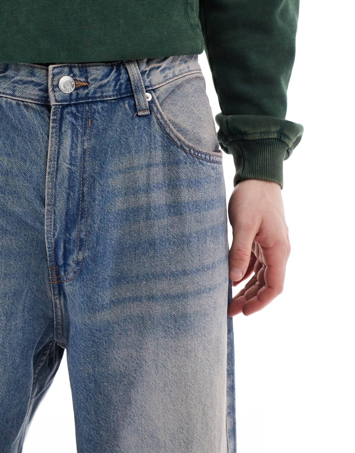 Bershka baggy fit jeans in washed blue