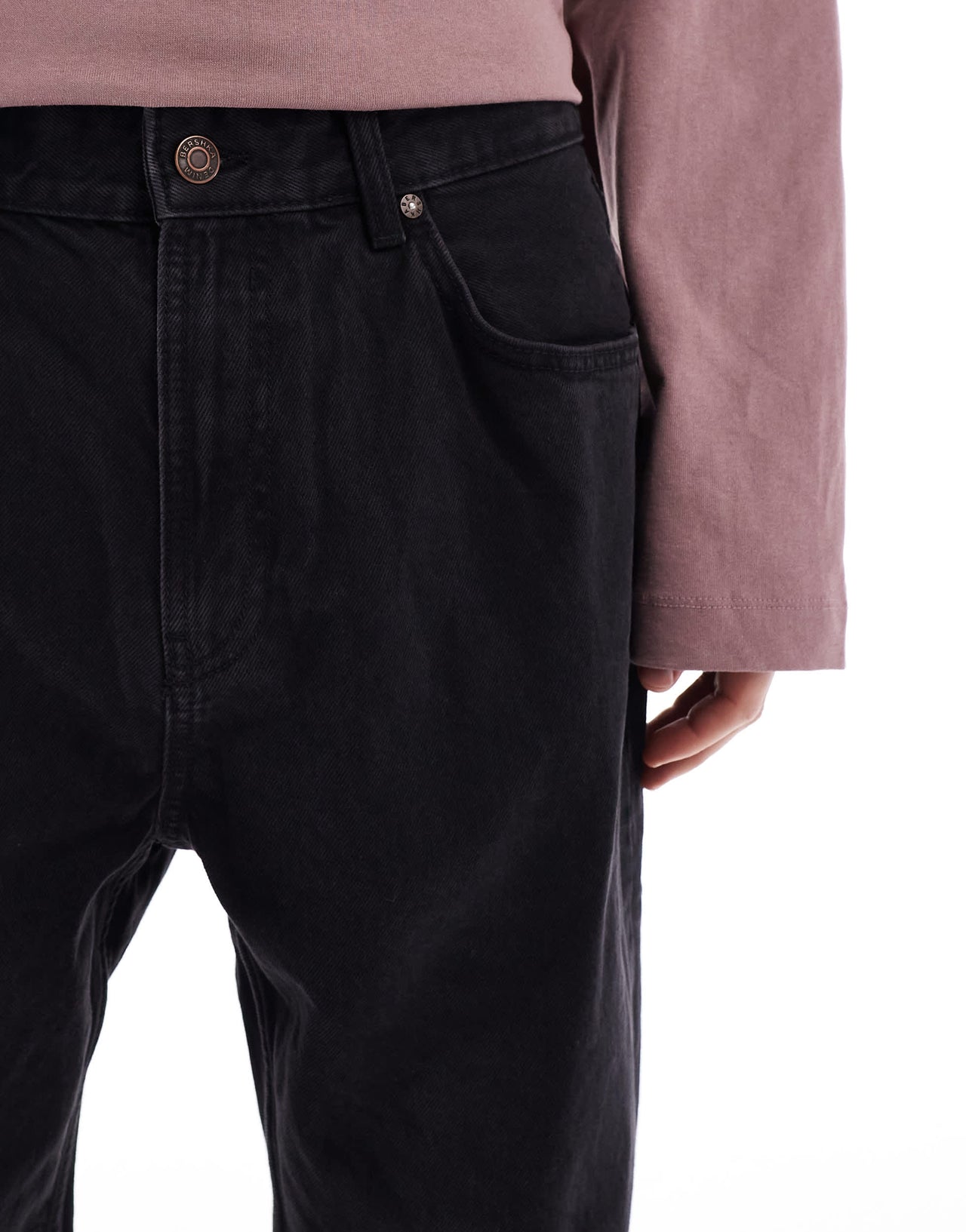 Bershka loose fit jeans in black