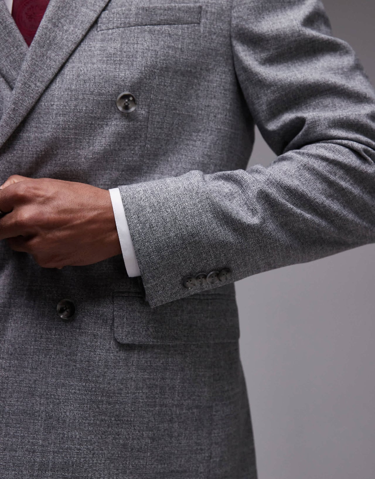Topman skinny textured suit jacket in grey