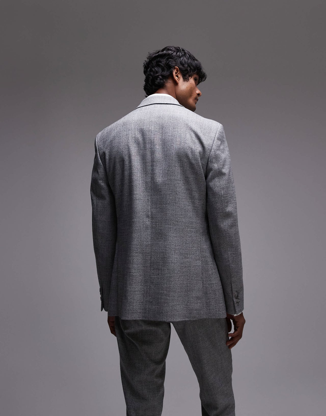 Topman skinny textured suit jacket in grey