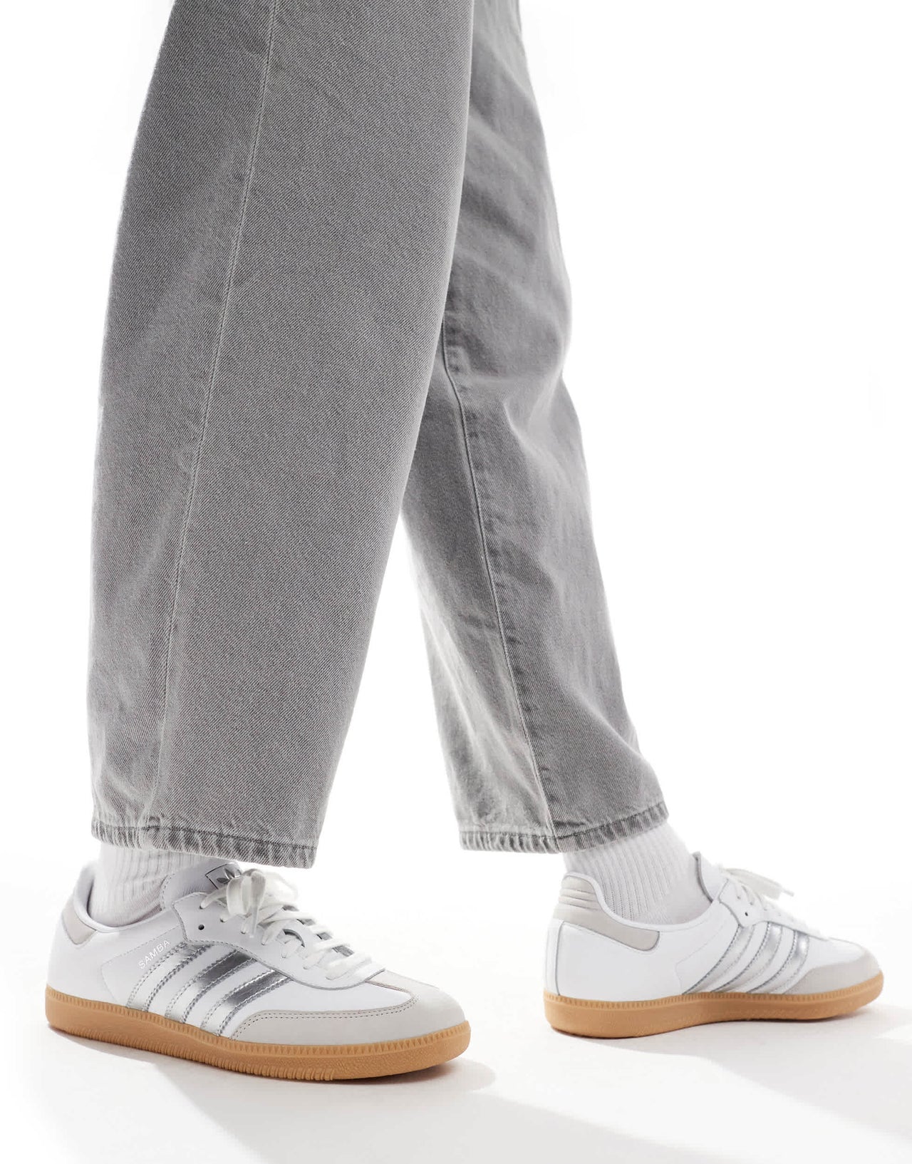adidas Originals Samba OG trainers in white and metallic silver