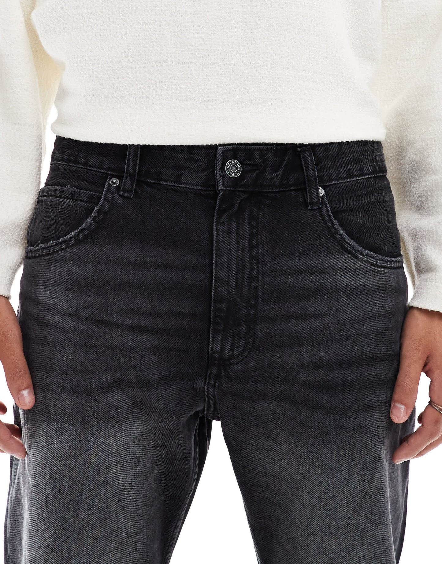 Pull&Bear straight vintage fit jeans in black
