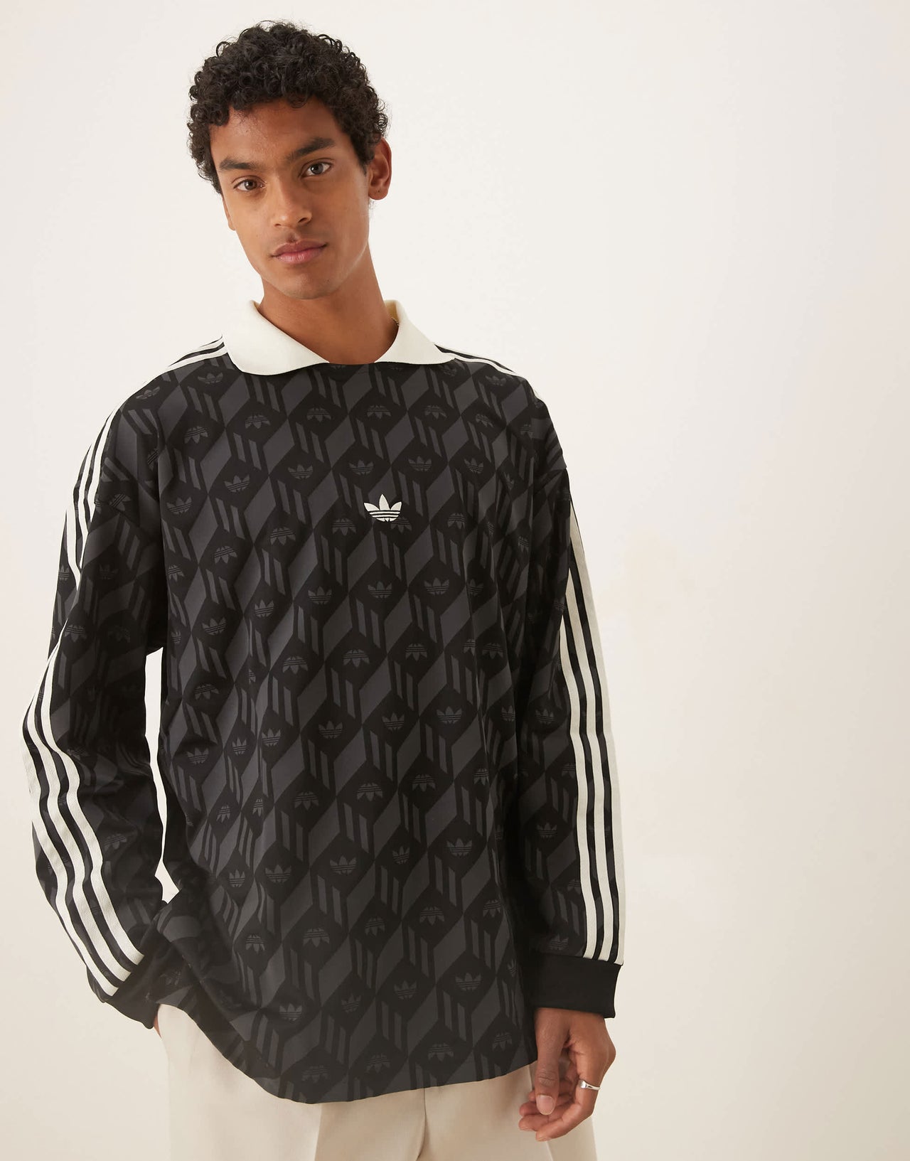 adidas Originals Basketball rugby top in black