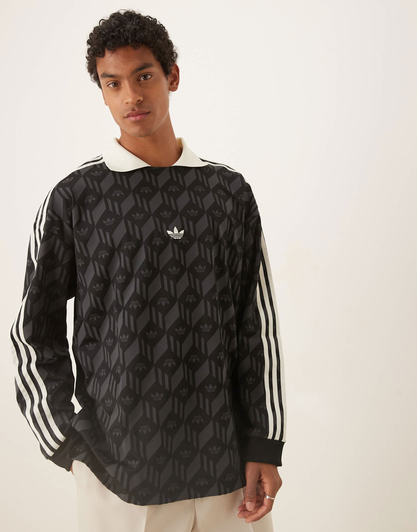 adidas Originals Basketball rugby top in black