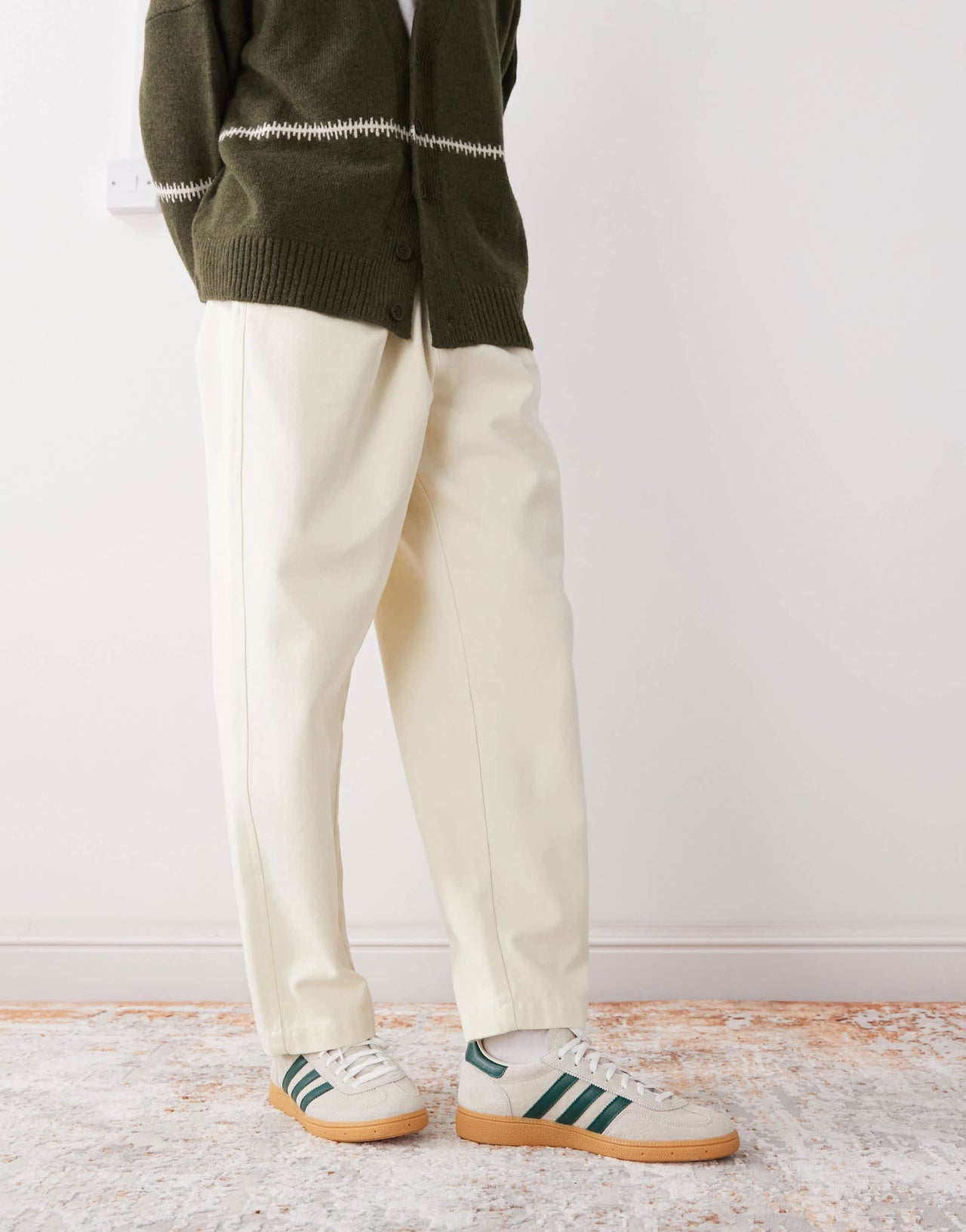 adidas Originals Handball Spezial trainers in cream and green