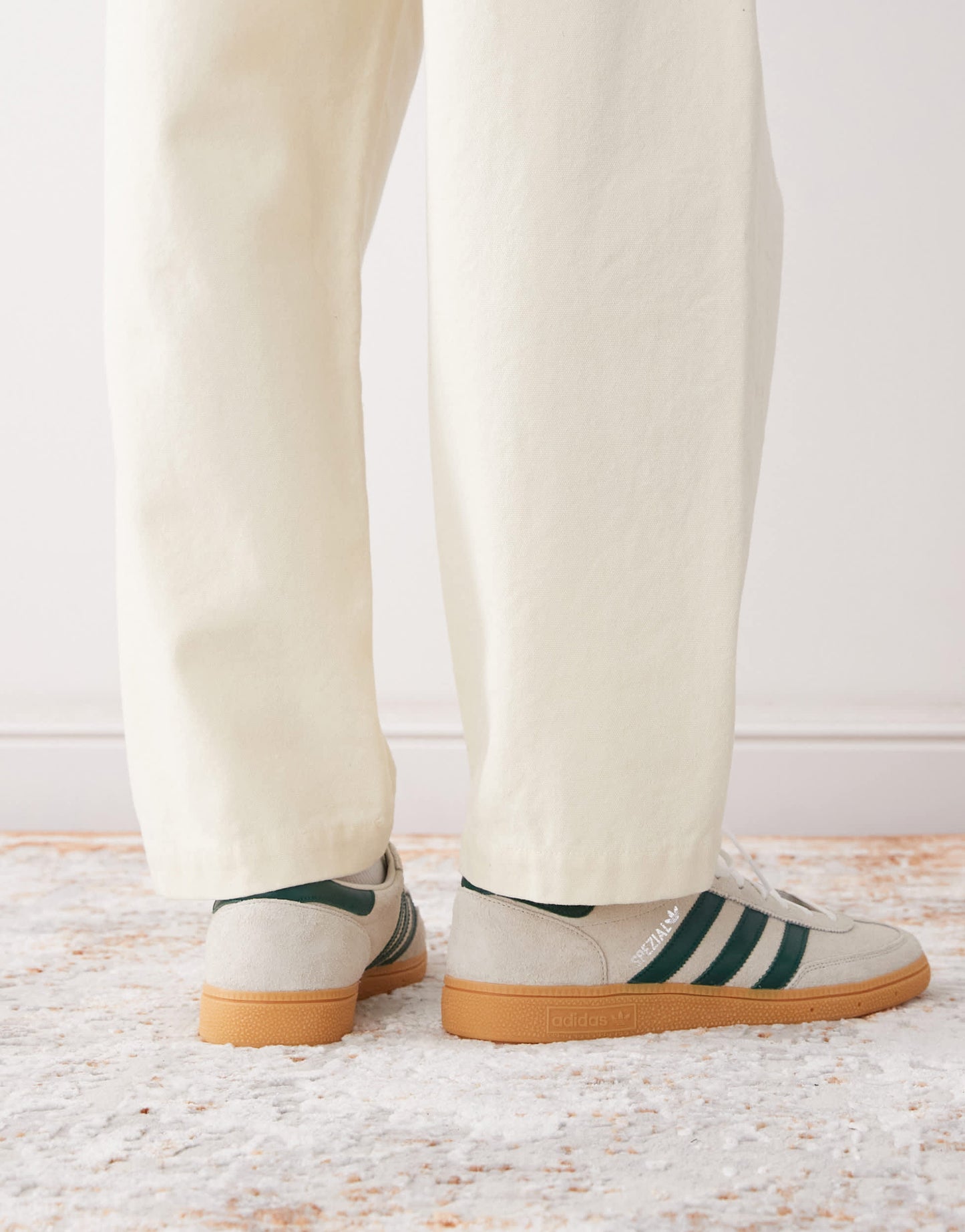 adidas Originals Handball Spezial trainers in cream and green