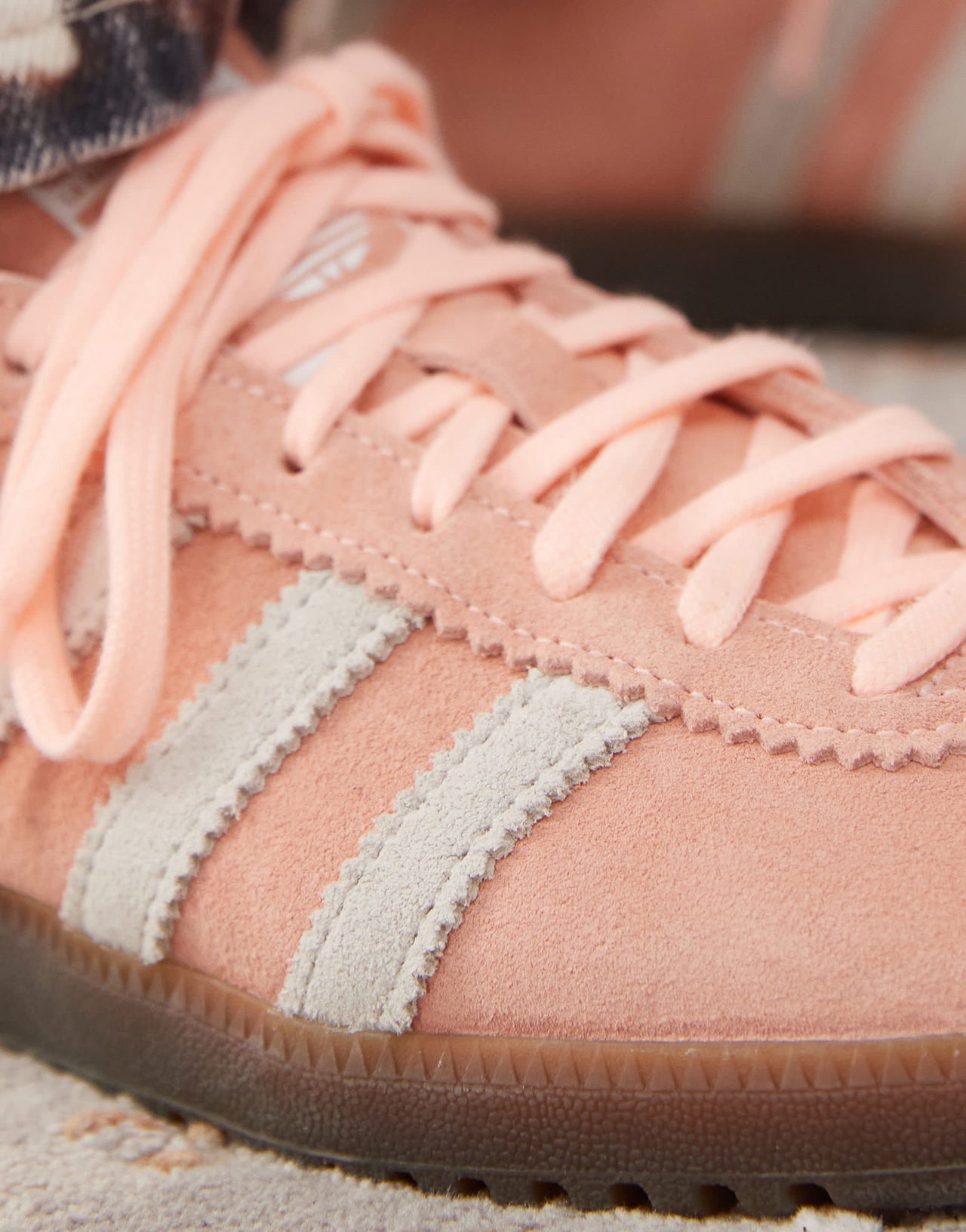 adidas Originals Bermuda trainers in pink and off white