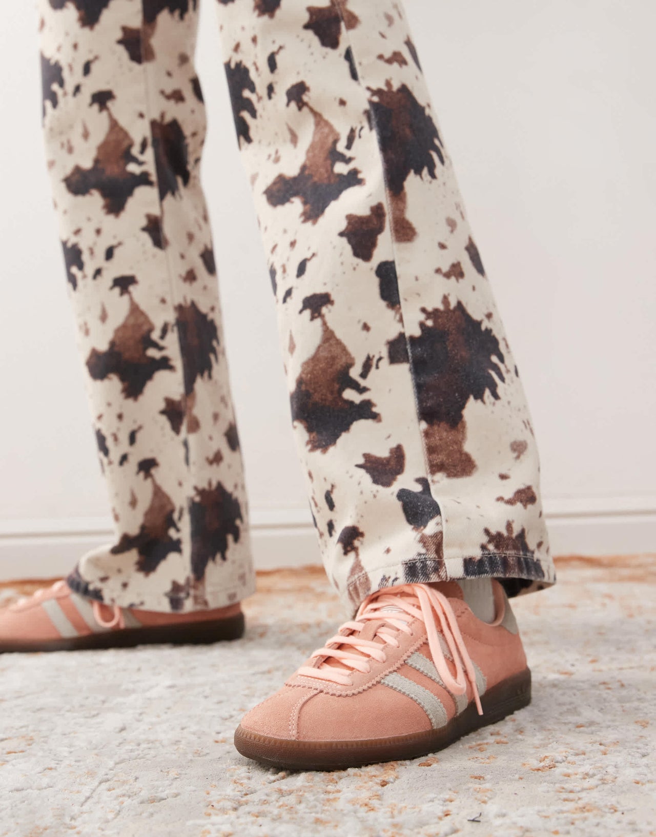 adidas Originals Bermuda trainers in pink and off white
