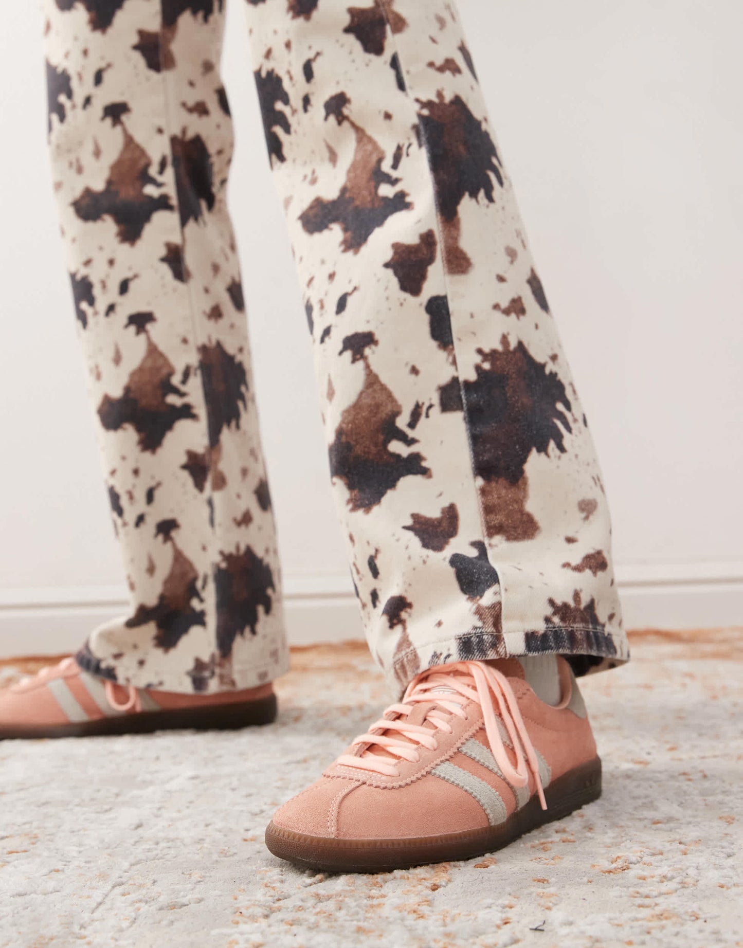 adidas Originals Bermuda trainers in pink and off white