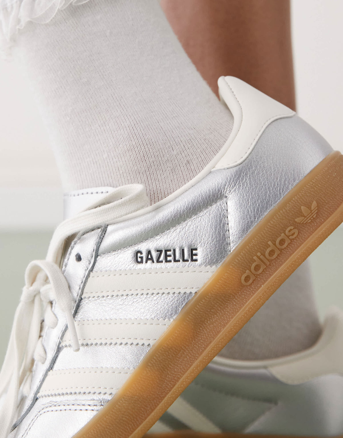 adidas Originals Gazelle Indoor trainers in mirror silver