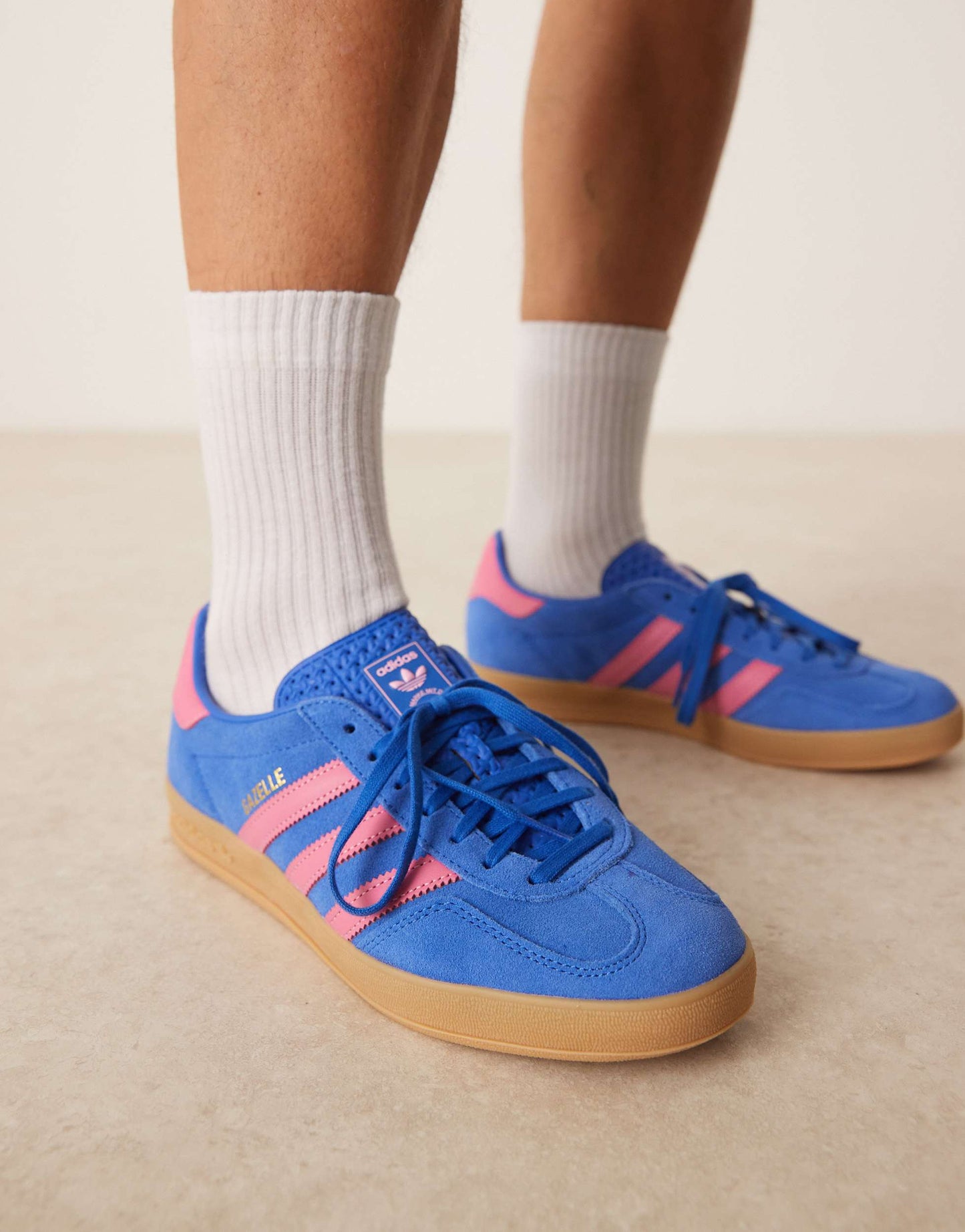 adidas Originals Gazelle Indoor trainers in blue and pink