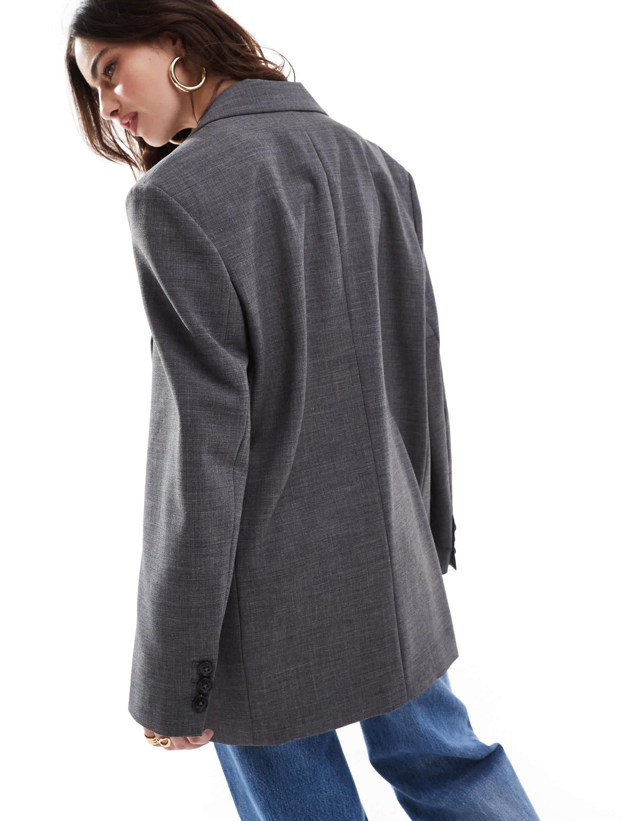Stradivarius oversized blazer in grey