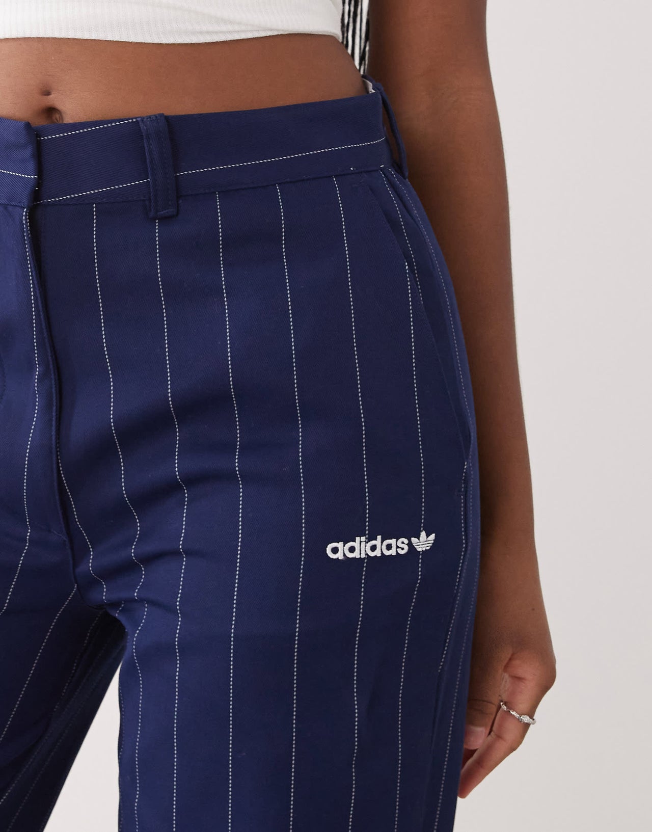 adidas Originals trousers in navy pinstripe