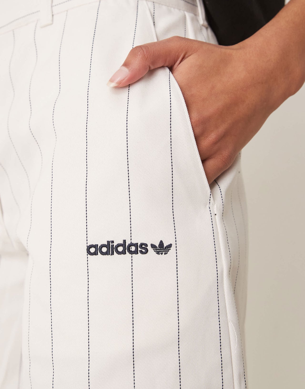 adidas Originals shorts in cream pinstripe
