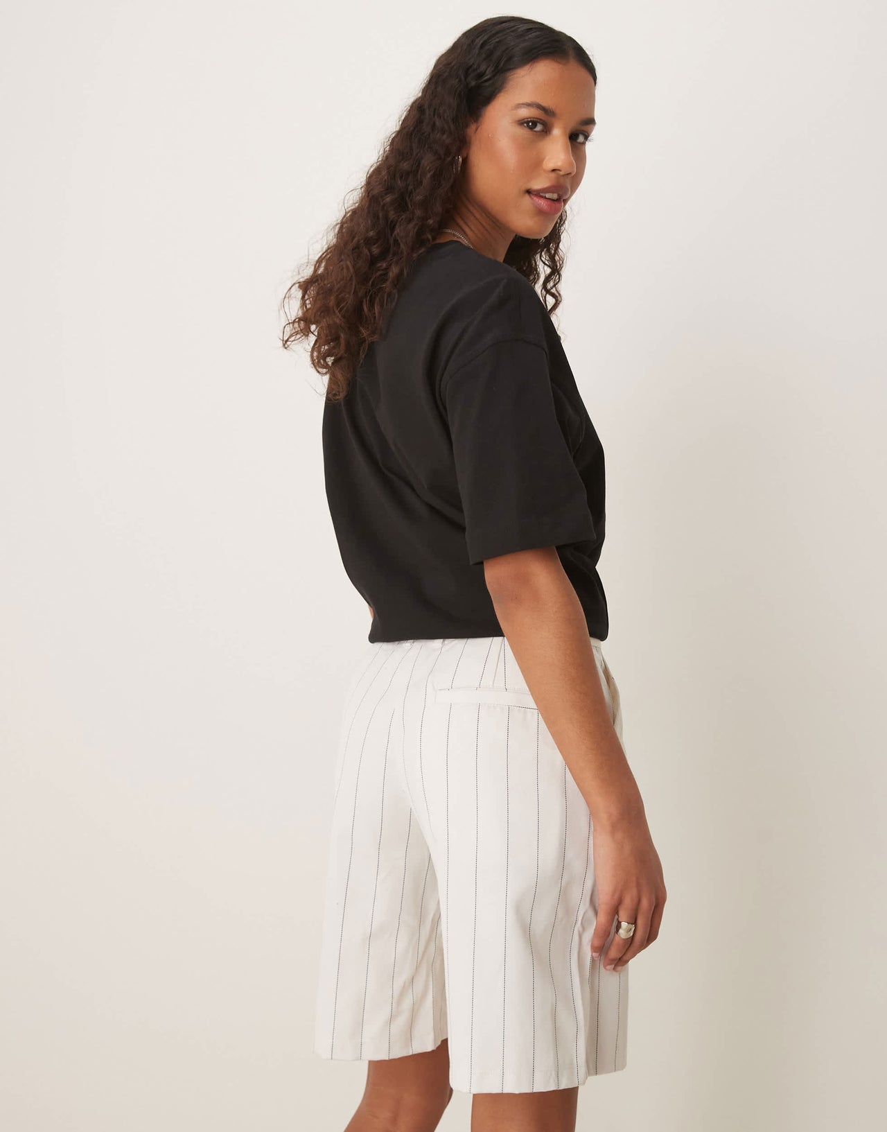 adidas Originals shorts in cream pinstripe
