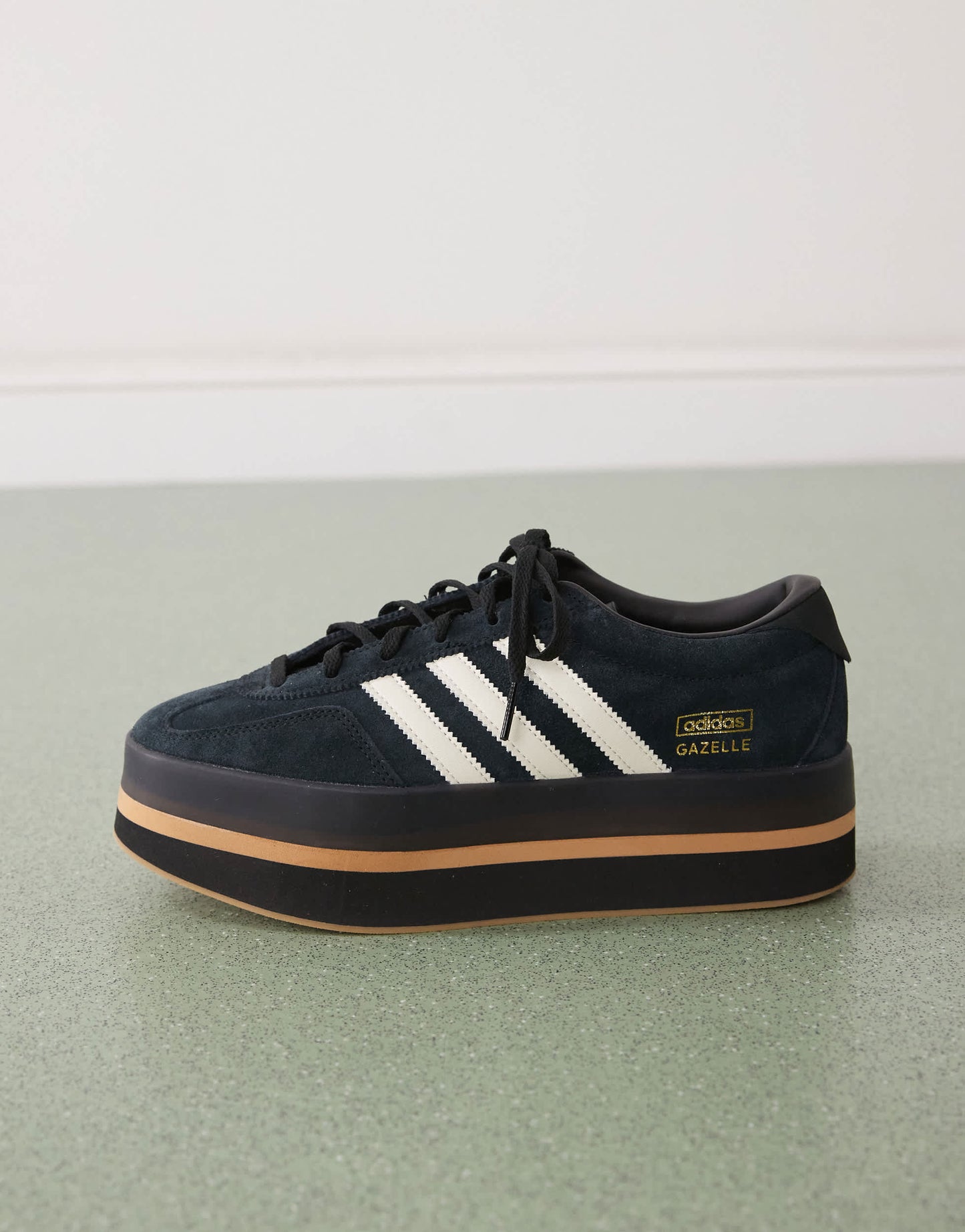 adidas Originals Gazelle Stack trainers in black and white