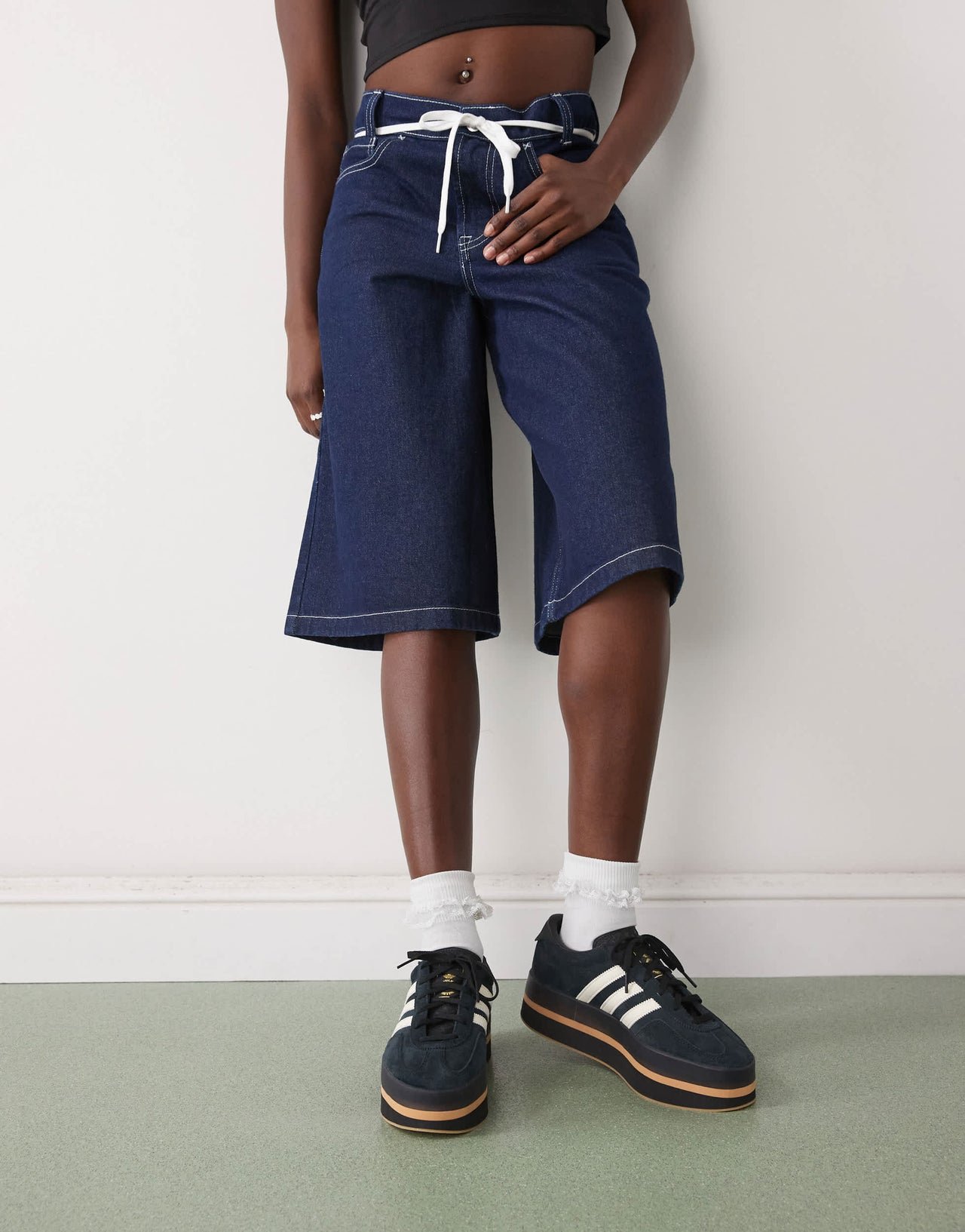 adidas Originals Gazelle Stack trainers in black and white