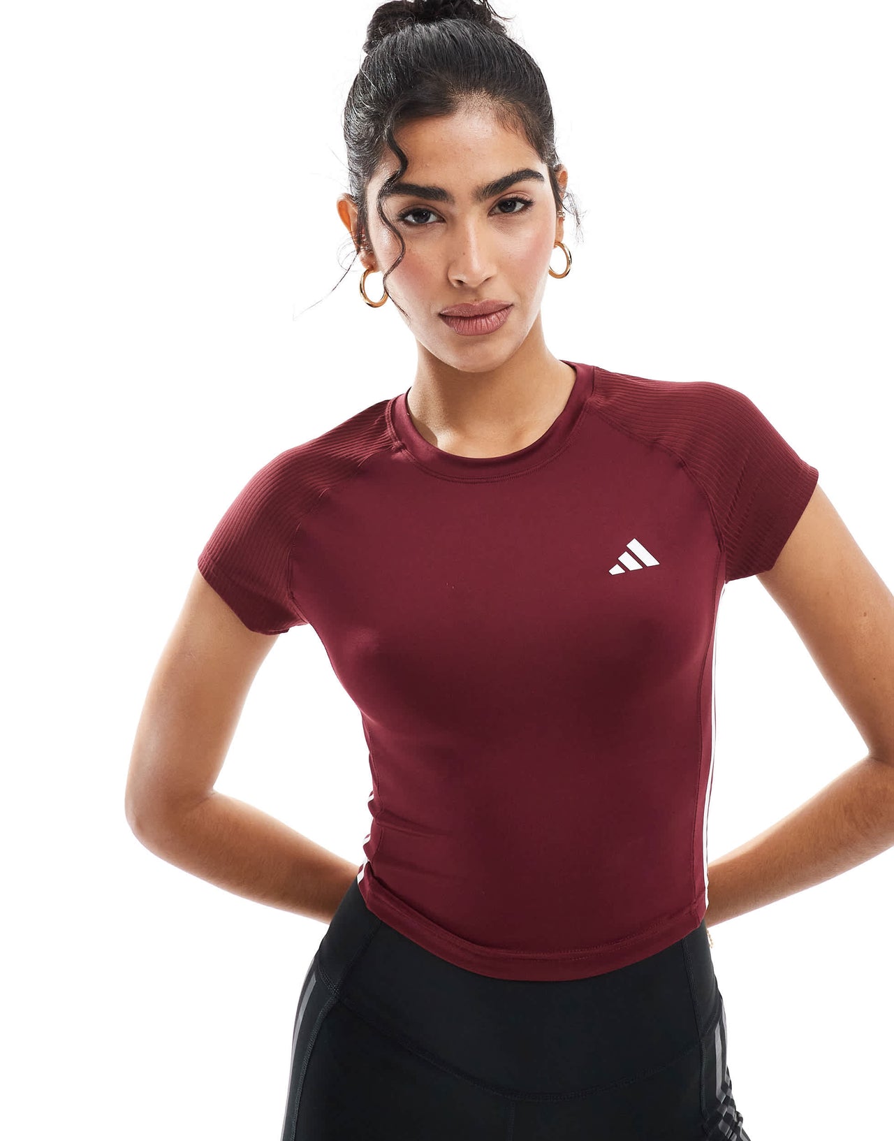 adidas Training Hyperglam t-shirt in burgundy