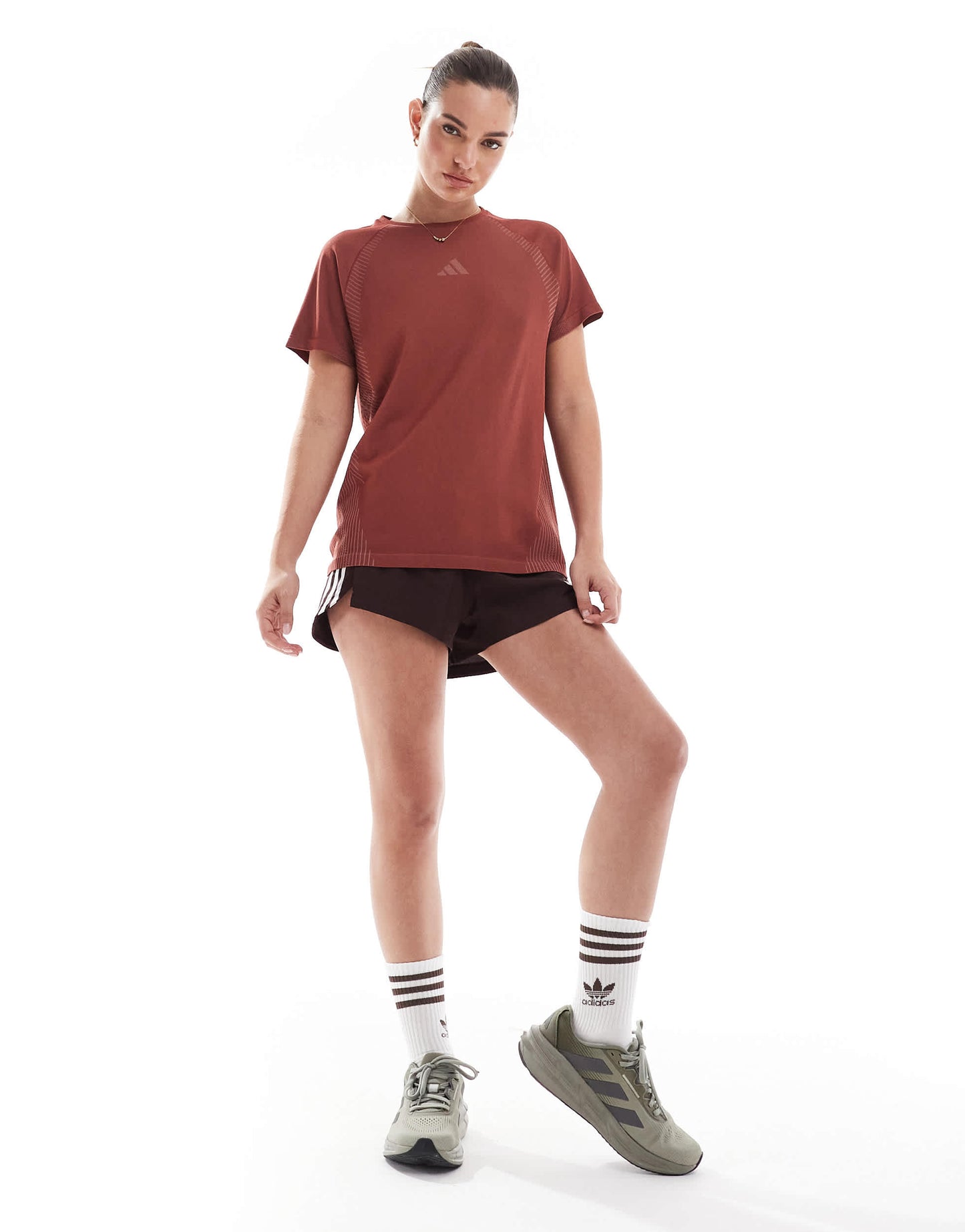 adidas Training seamless t-shirt in burgundy