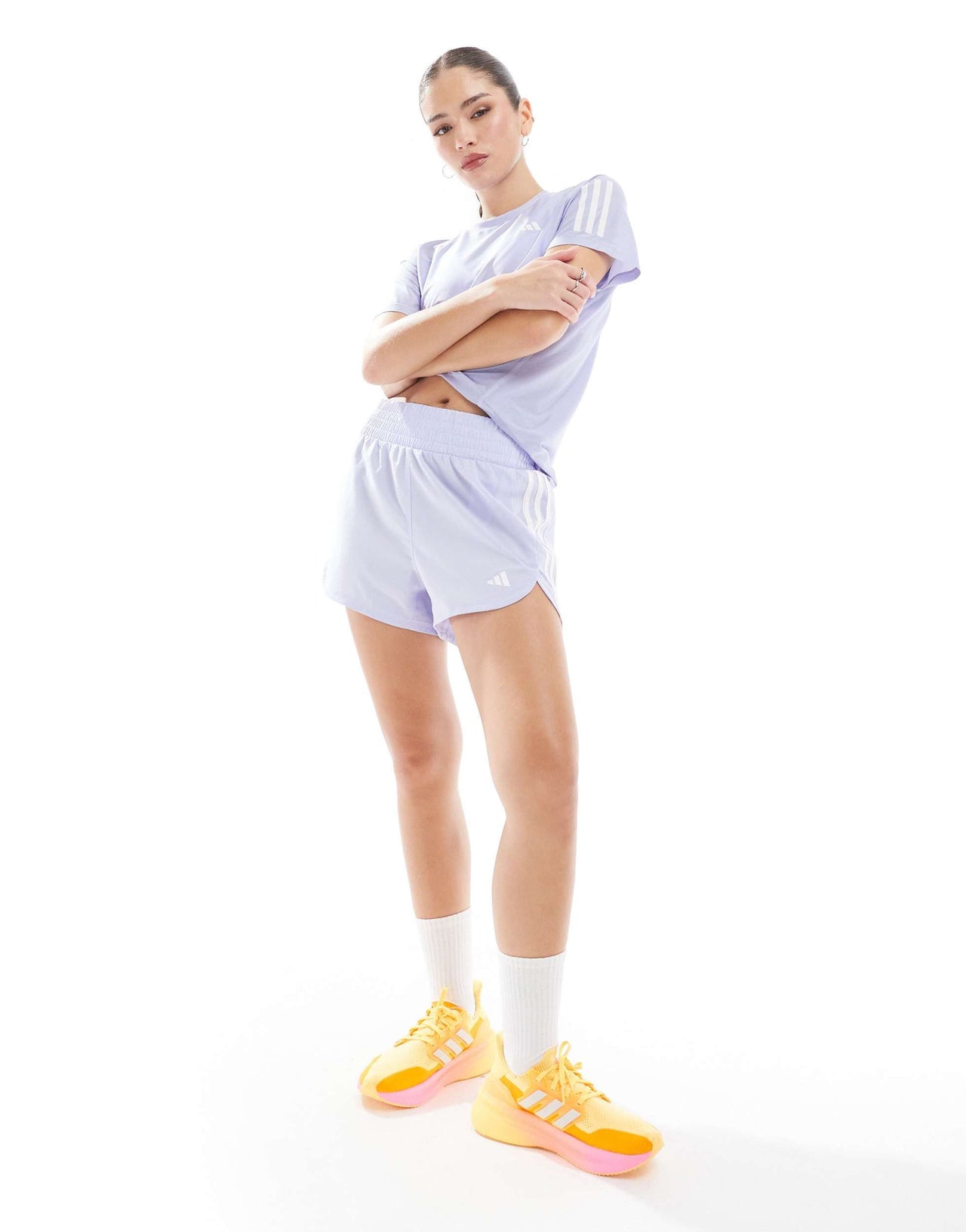 adidas Training high waist pacer short in lilac