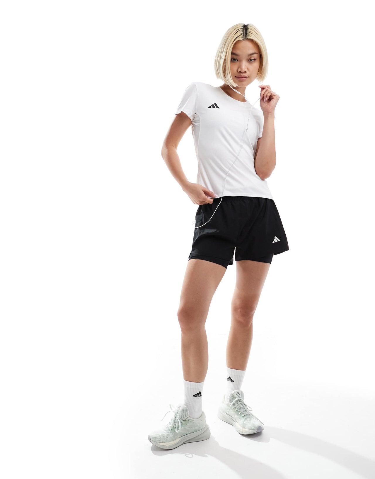 adidas Running Own The Run 2in1 shorts with 3 stripe in black