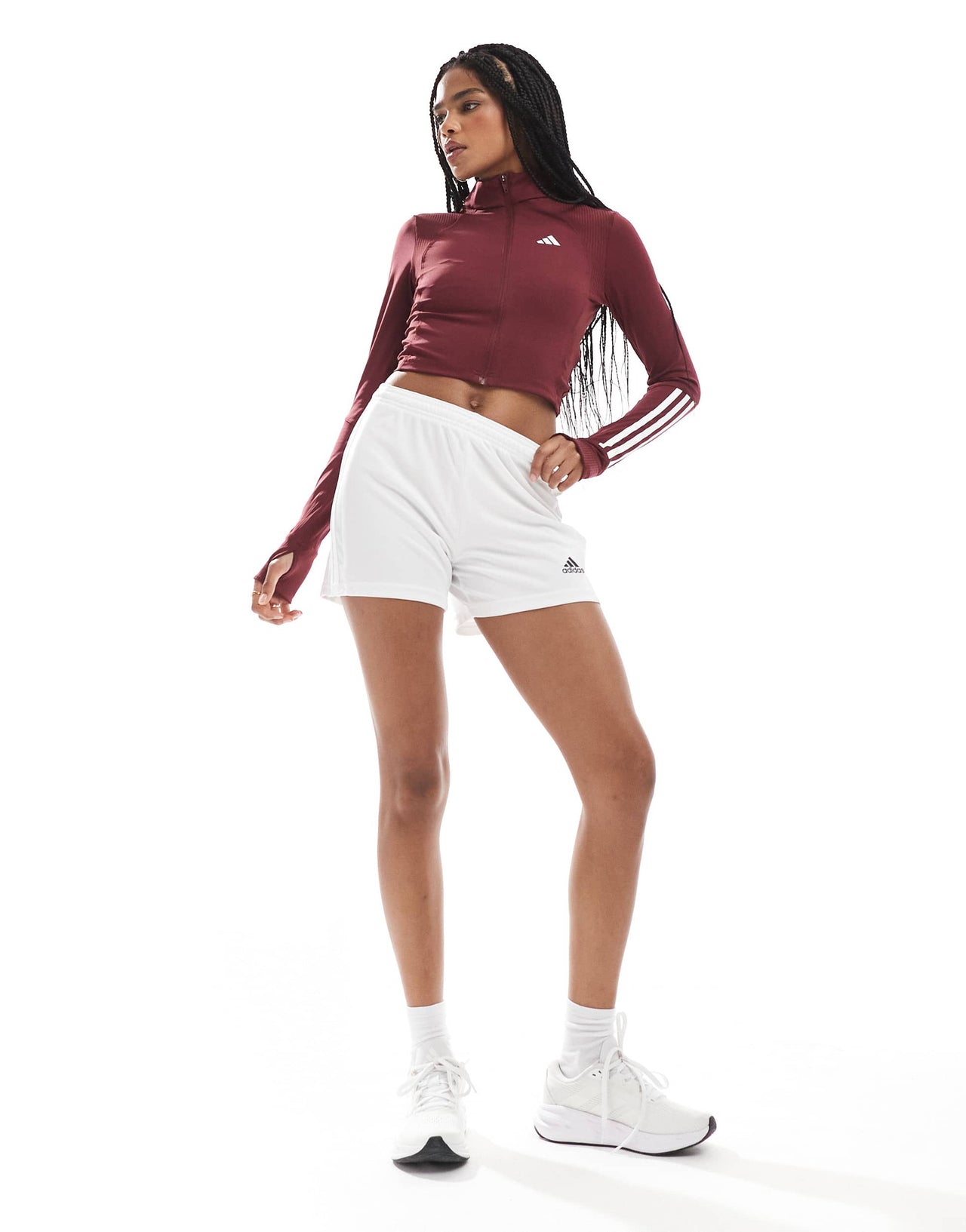 adidas Training Hyperglam full zip top in burgundy