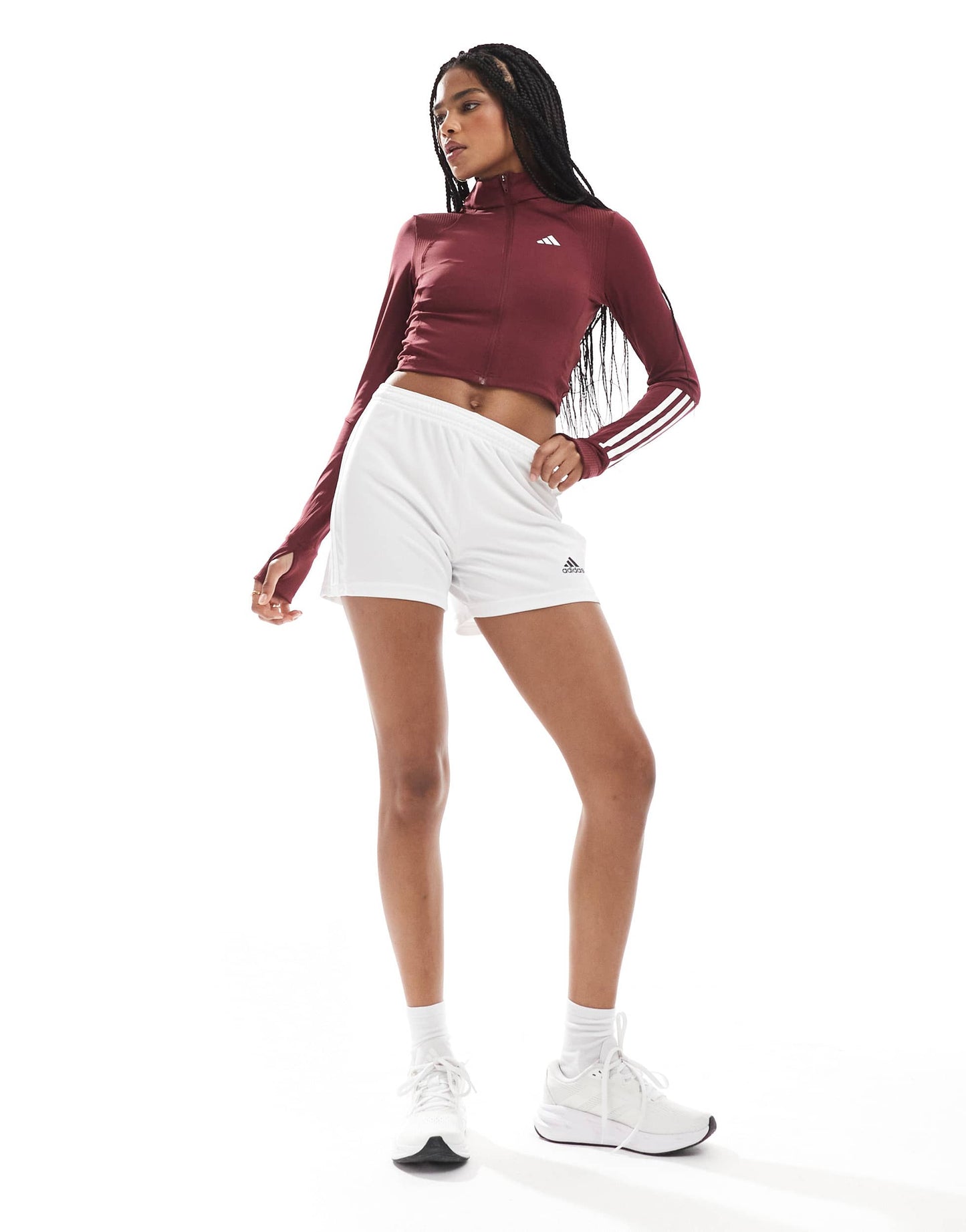 adidas Training Hyperglam full zip top in burgundy