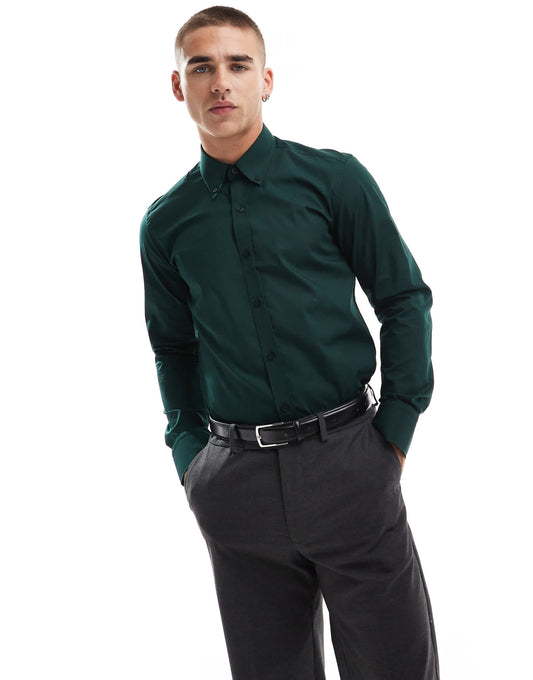 Shelby and Sons chilwell smart shirt in dark green
