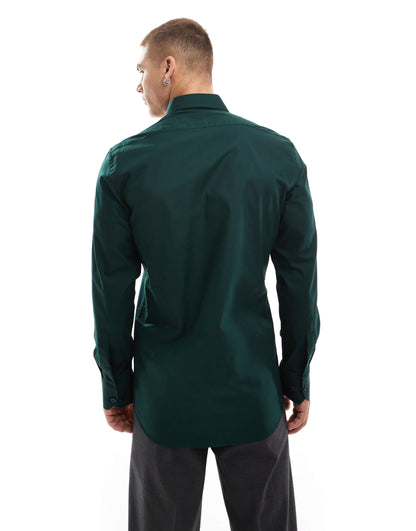Shelby and Sons chilwell smart shirt in dark green