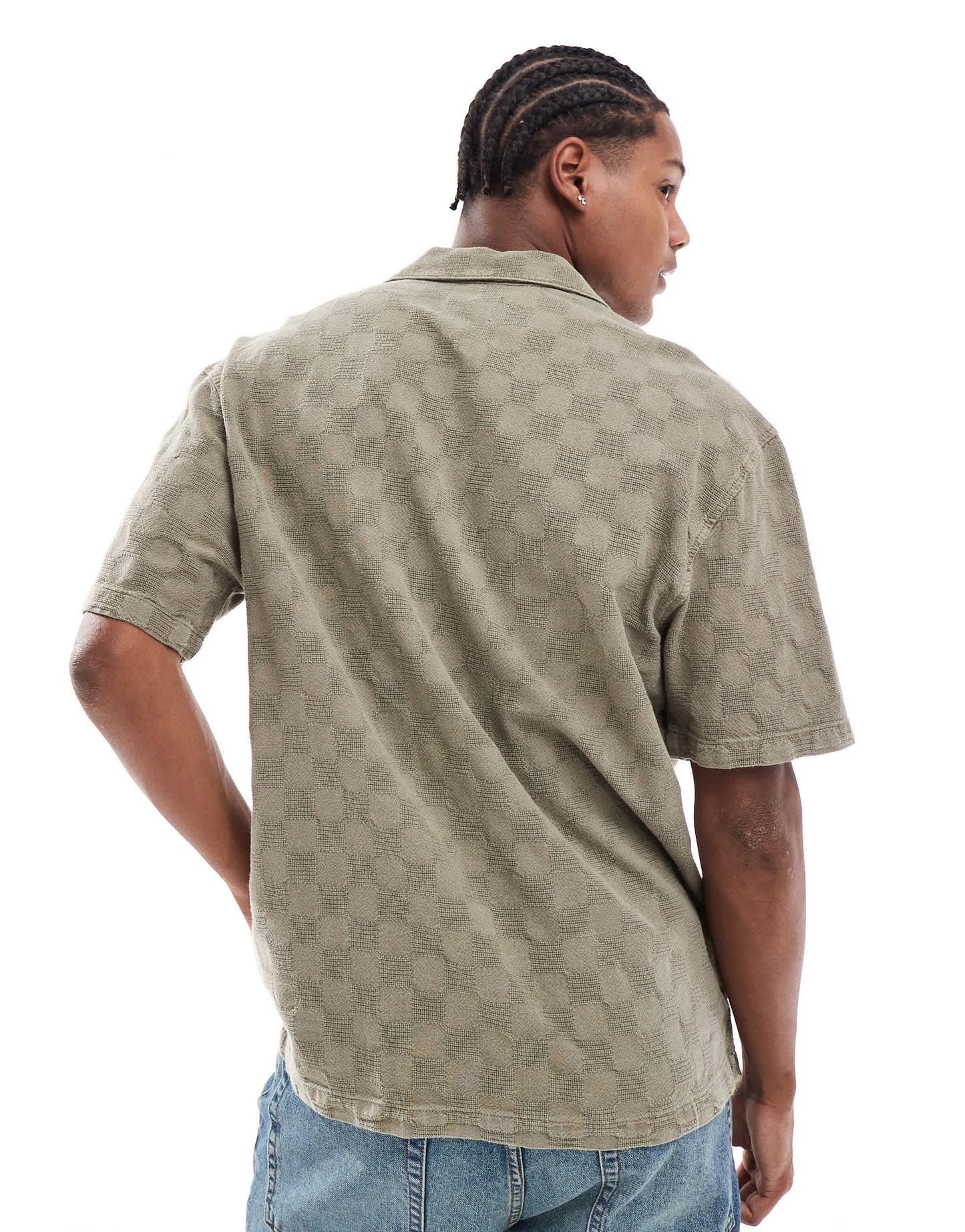 Pull&Bear checked detail shirt in khaki