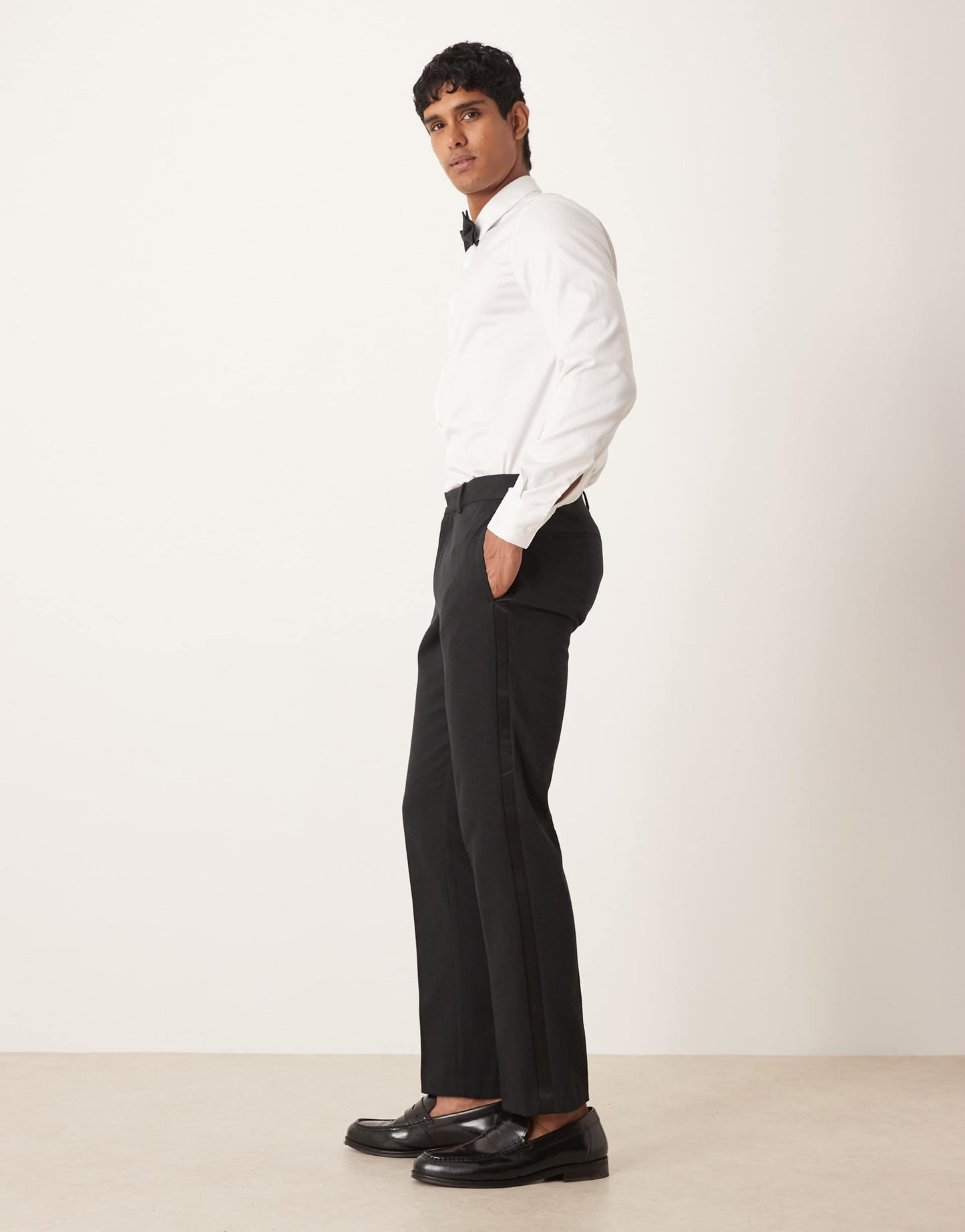 ASOS DESIGN slim tuxedo suit trousers in black texture