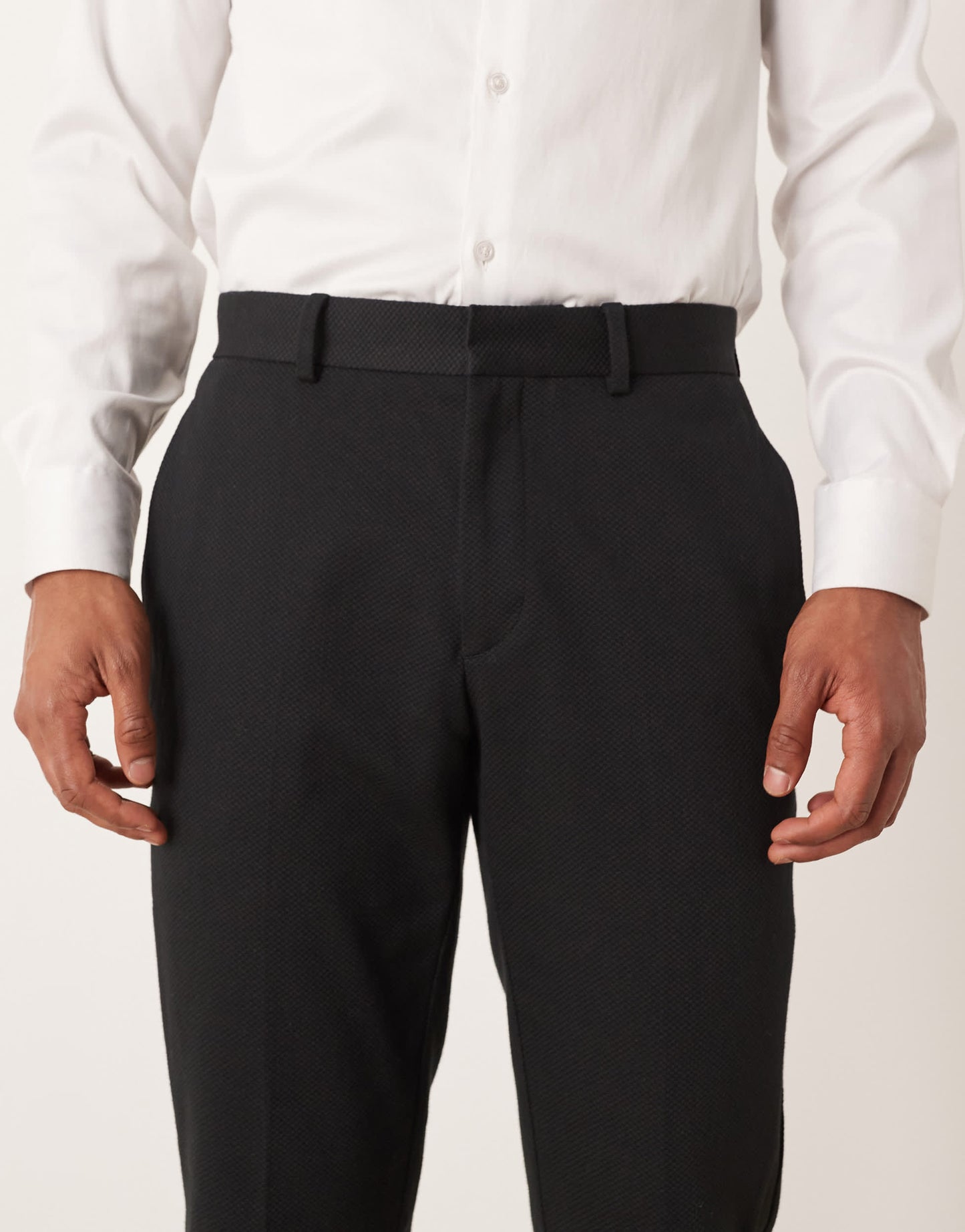 ASOS DESIGN slim tuxedo suit trousers in black texture