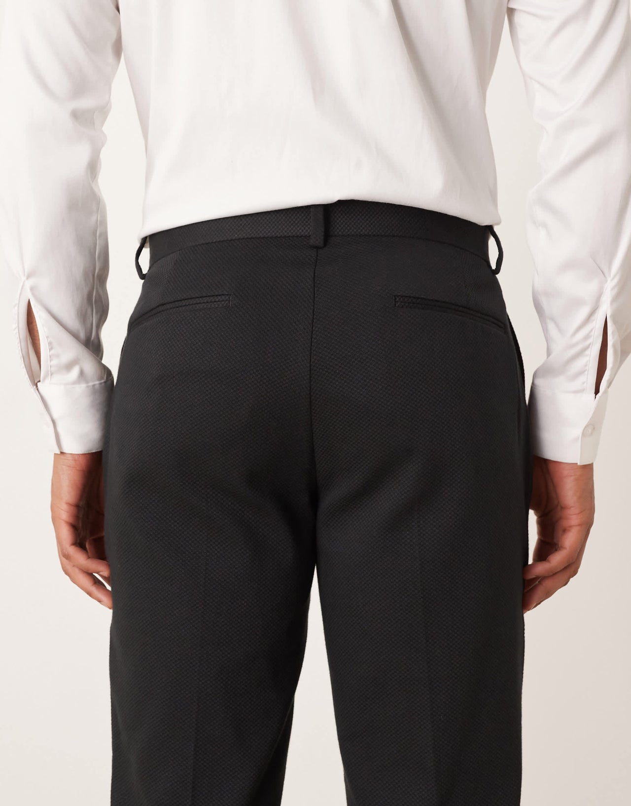 ASOS DESIGN slim tuxedo suit trousers in black texture