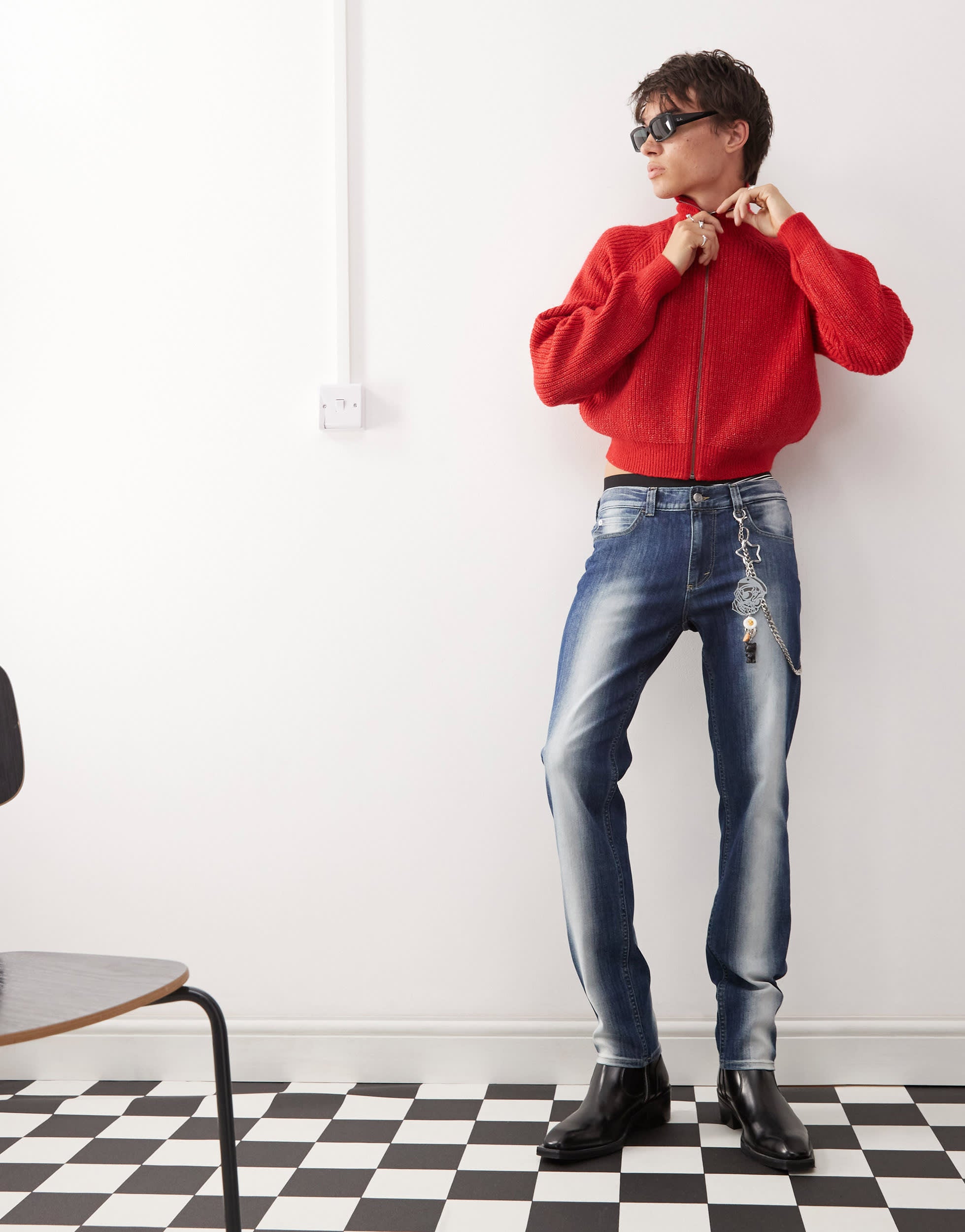 Cheap Monday Sleeze super stretch skinny jeans in blue spray