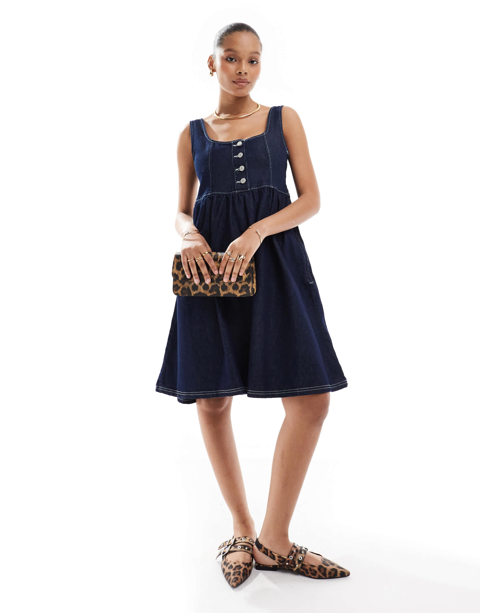 ASOS DESIGN denim structured dress in indigo