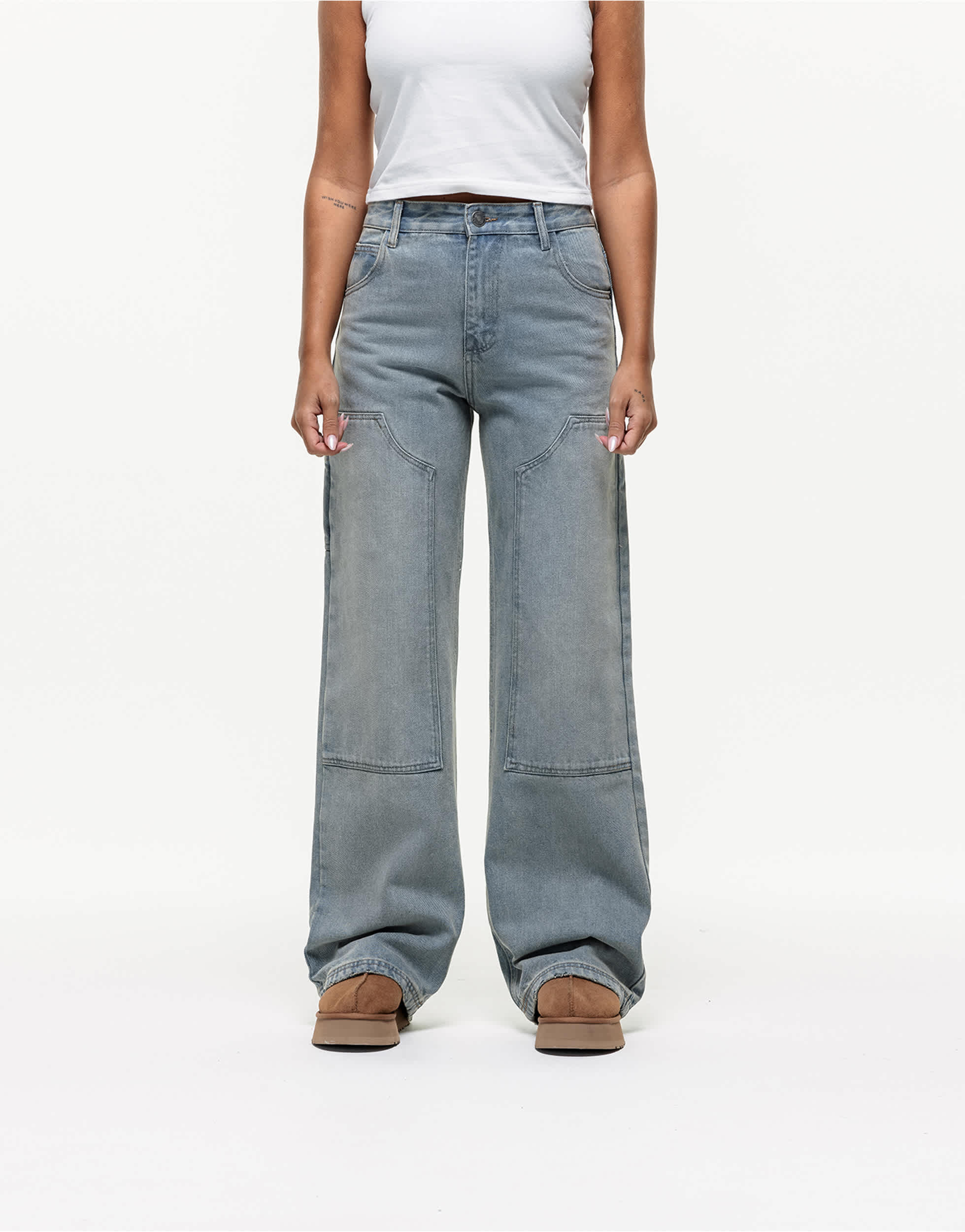 Good For Nothing carpenter denim jeans in sand blue wash