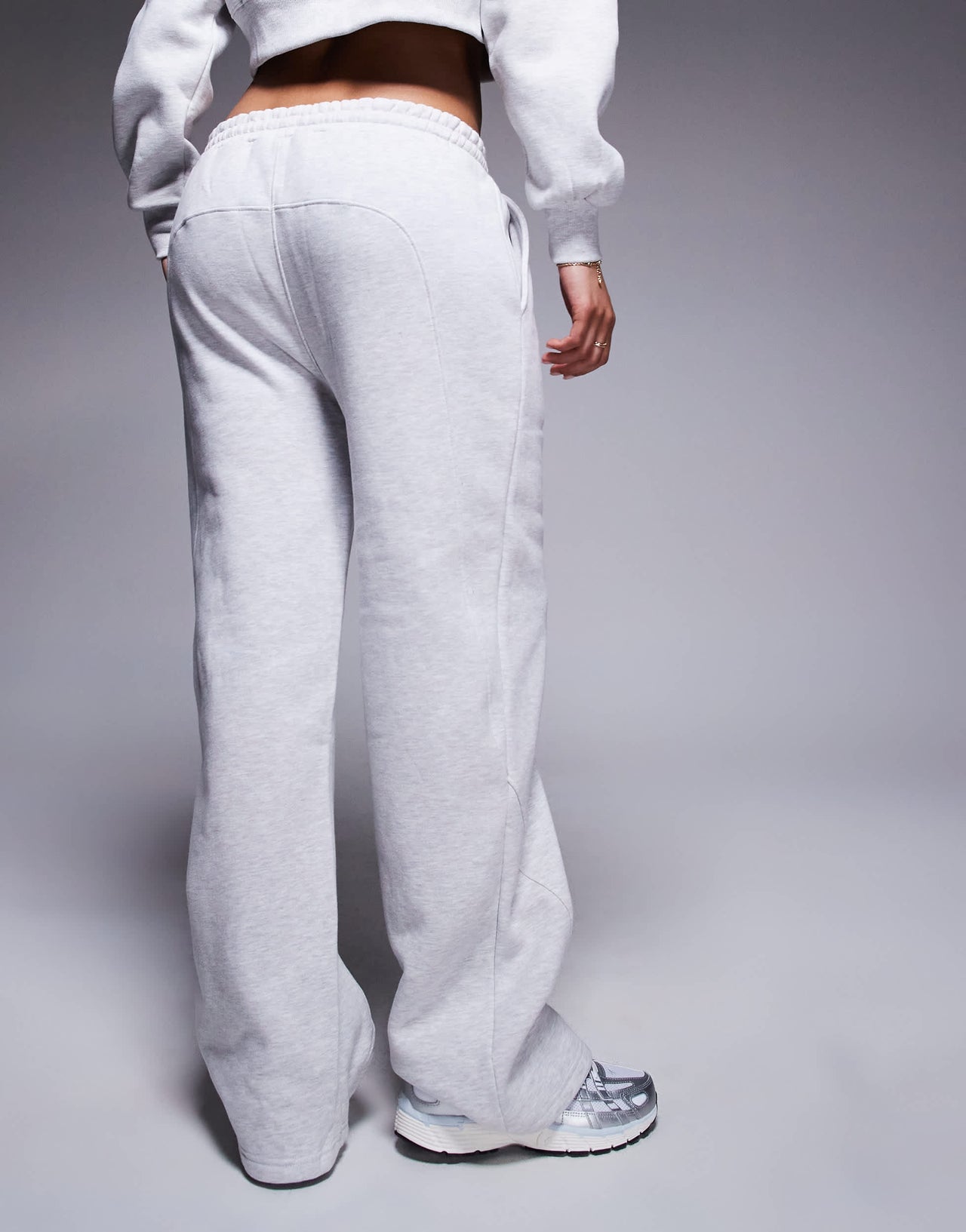 Good For Nothing co-ord flare overlock seam joggers in grey marl