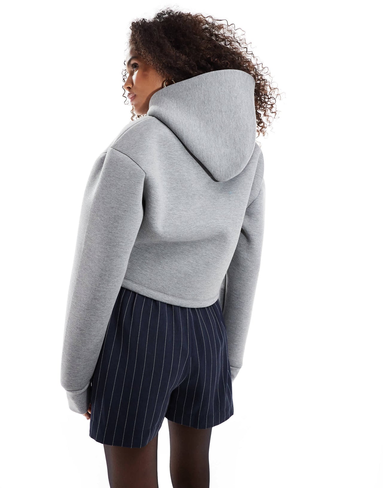 ASOS DESIGN scuba-style fabric corset waist hoodie with seam detail in grey marl