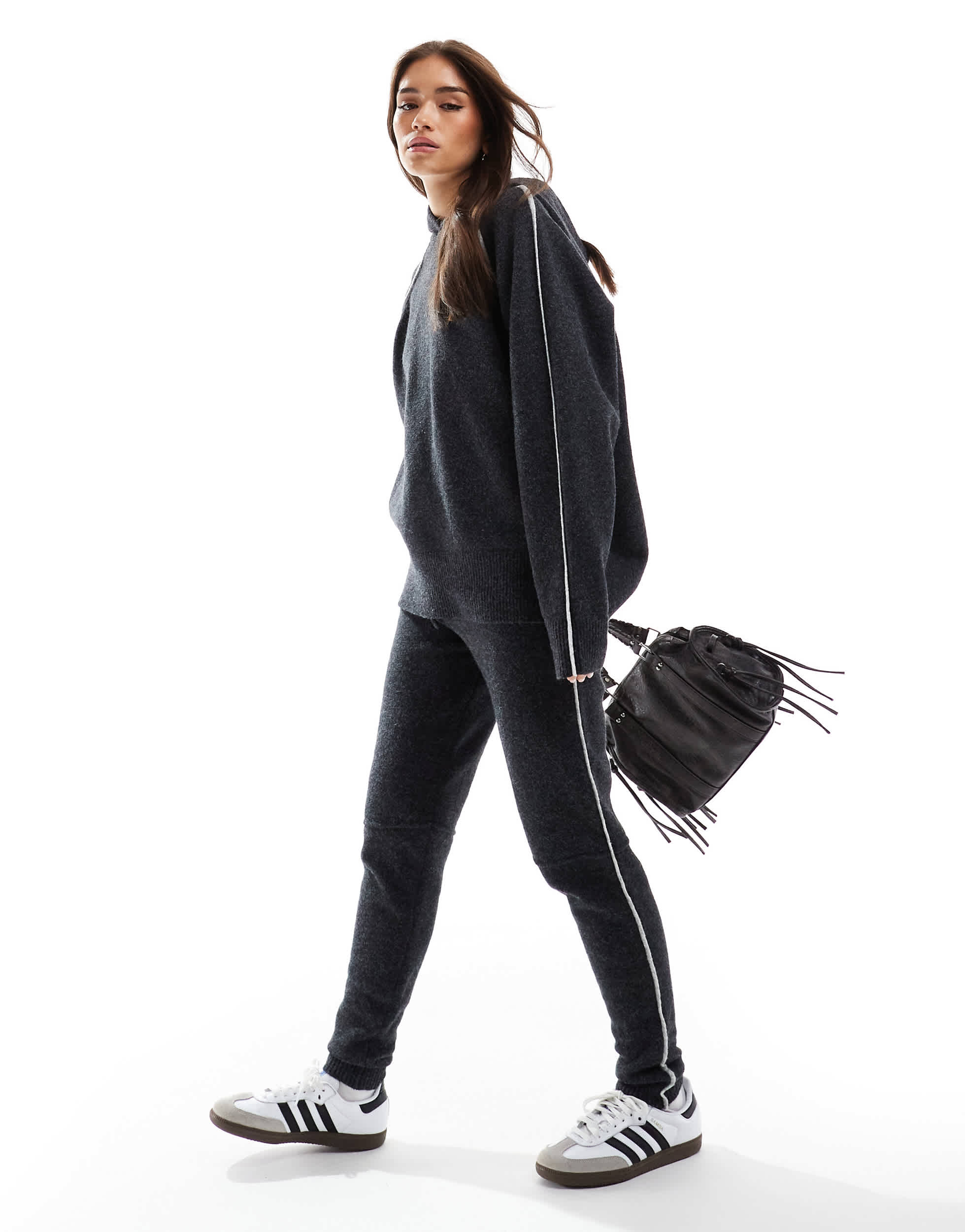 ASOS DESIGN knitted jogger co-ord in charcoal