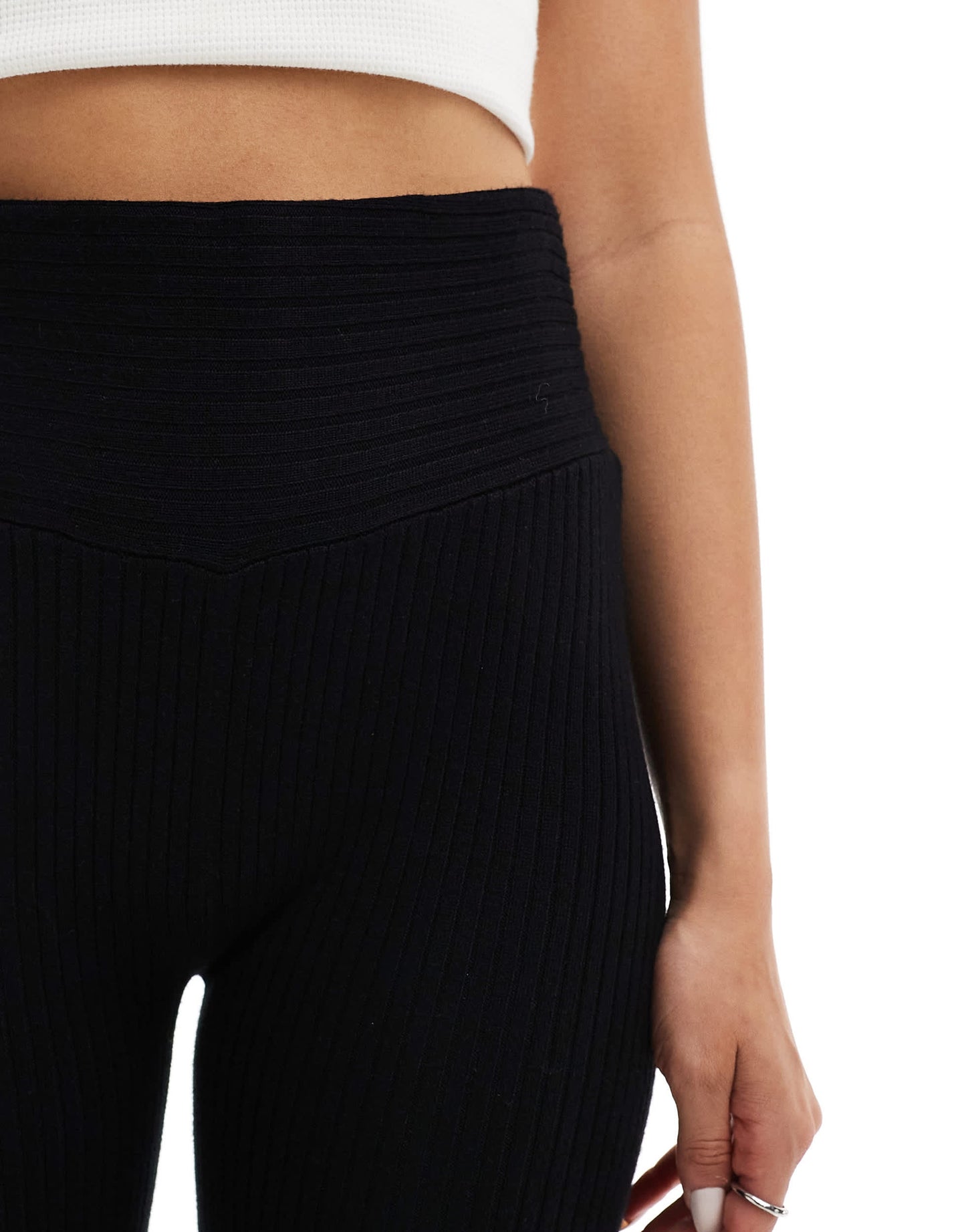 Stradivarius knitted flare in black