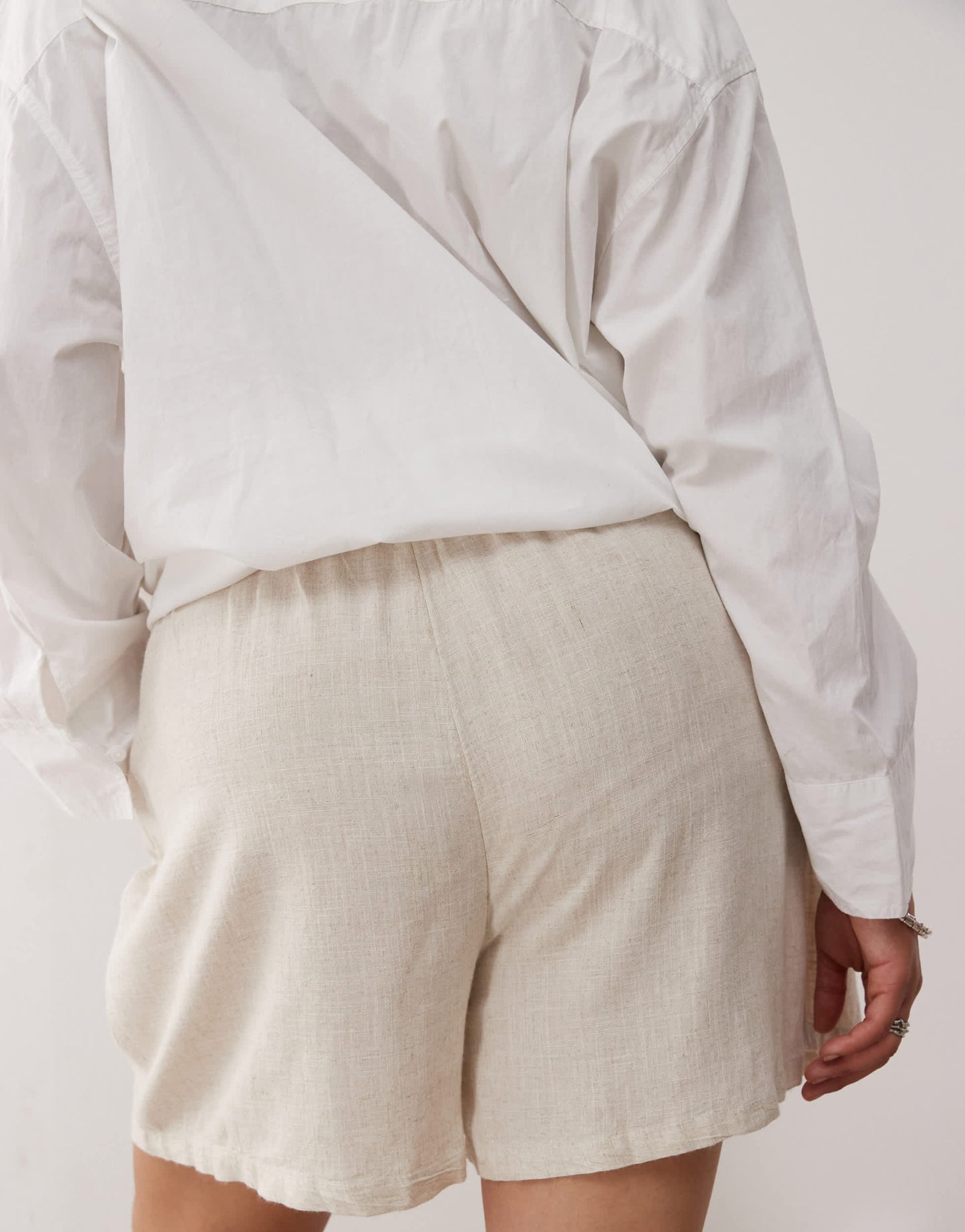 Noisy May Curve linen mix short in oatmeal