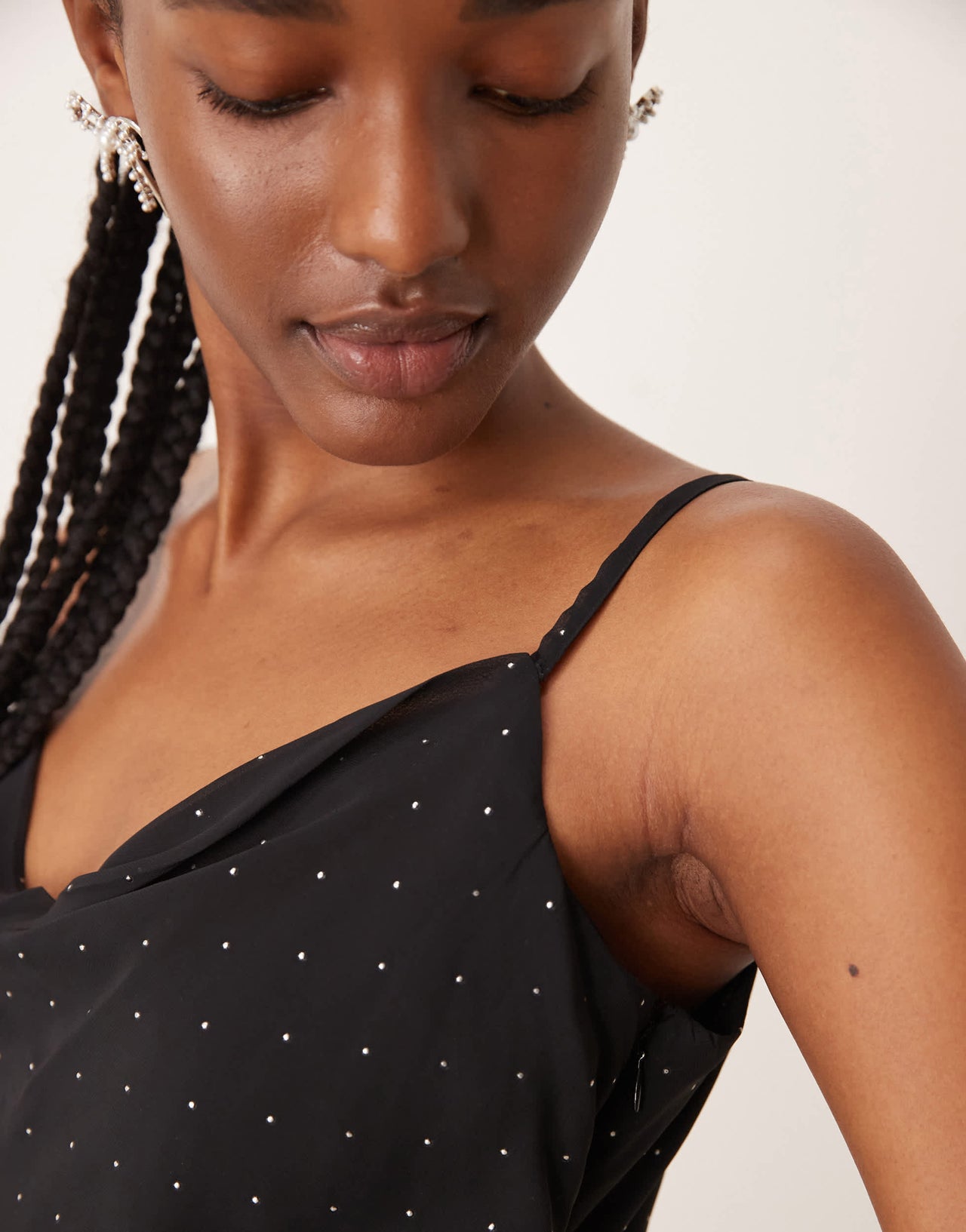 JDY stud details midaxi dress in black