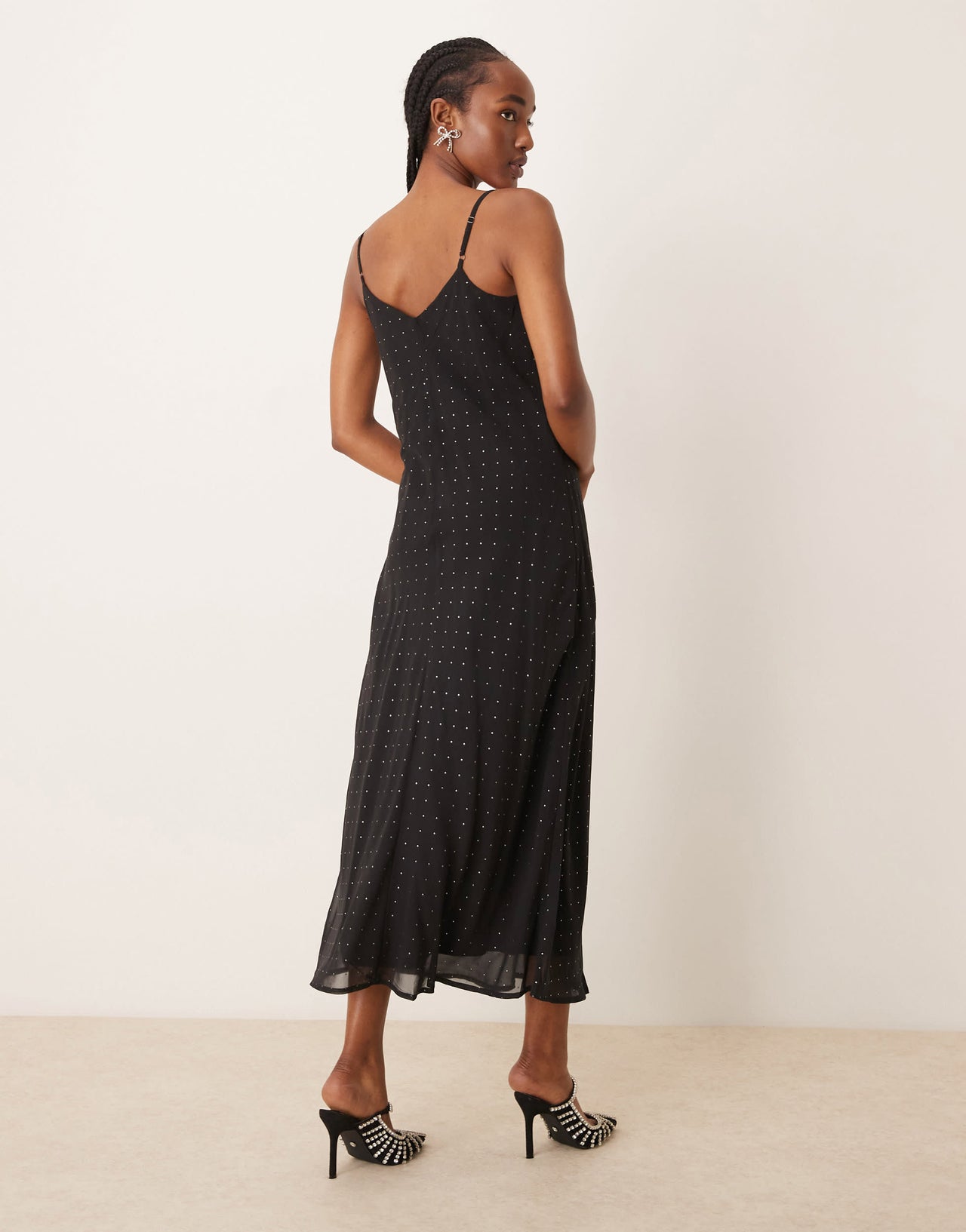 JDY stud details midaxi dress in black