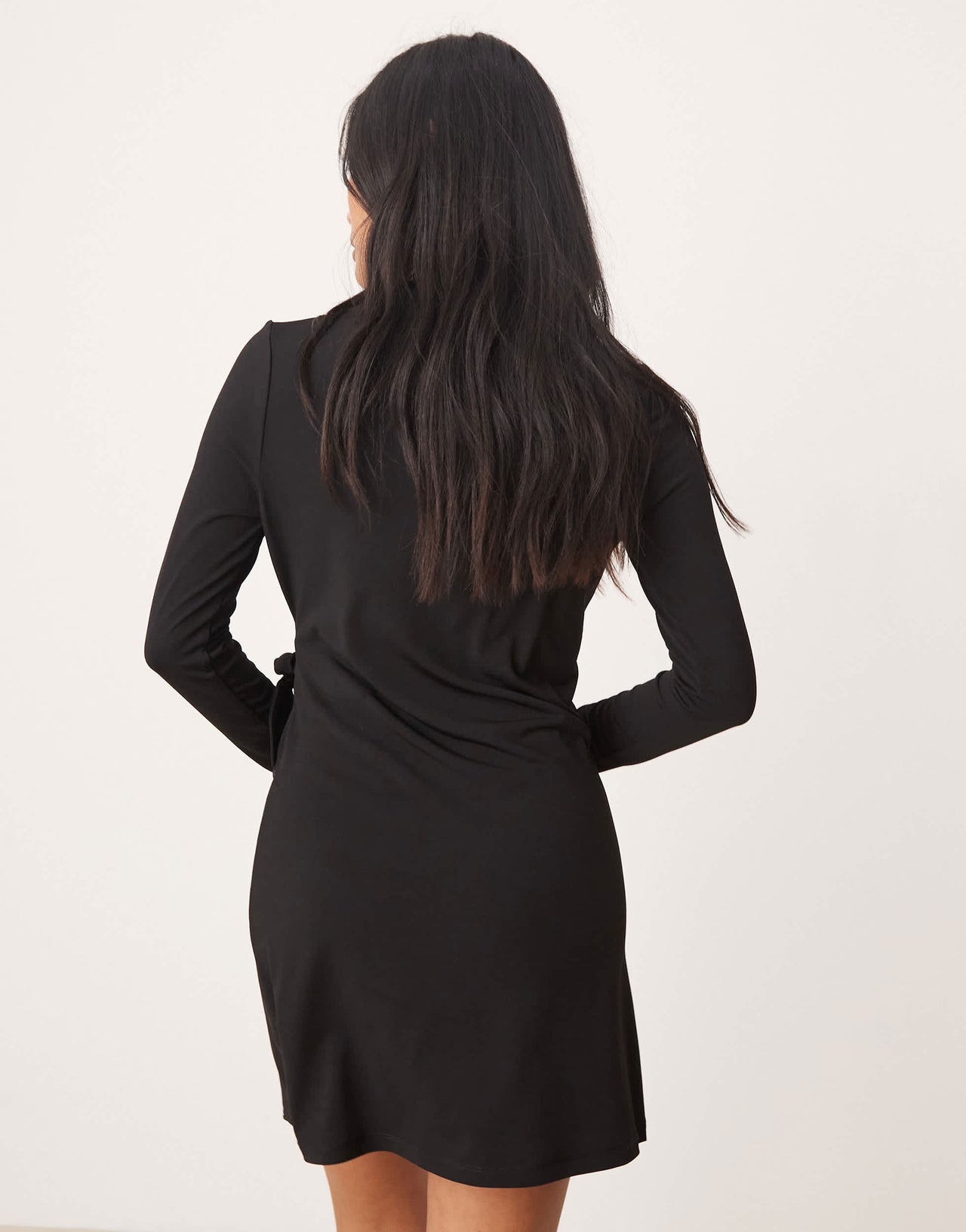 JDY Petite knot front mini dress in black