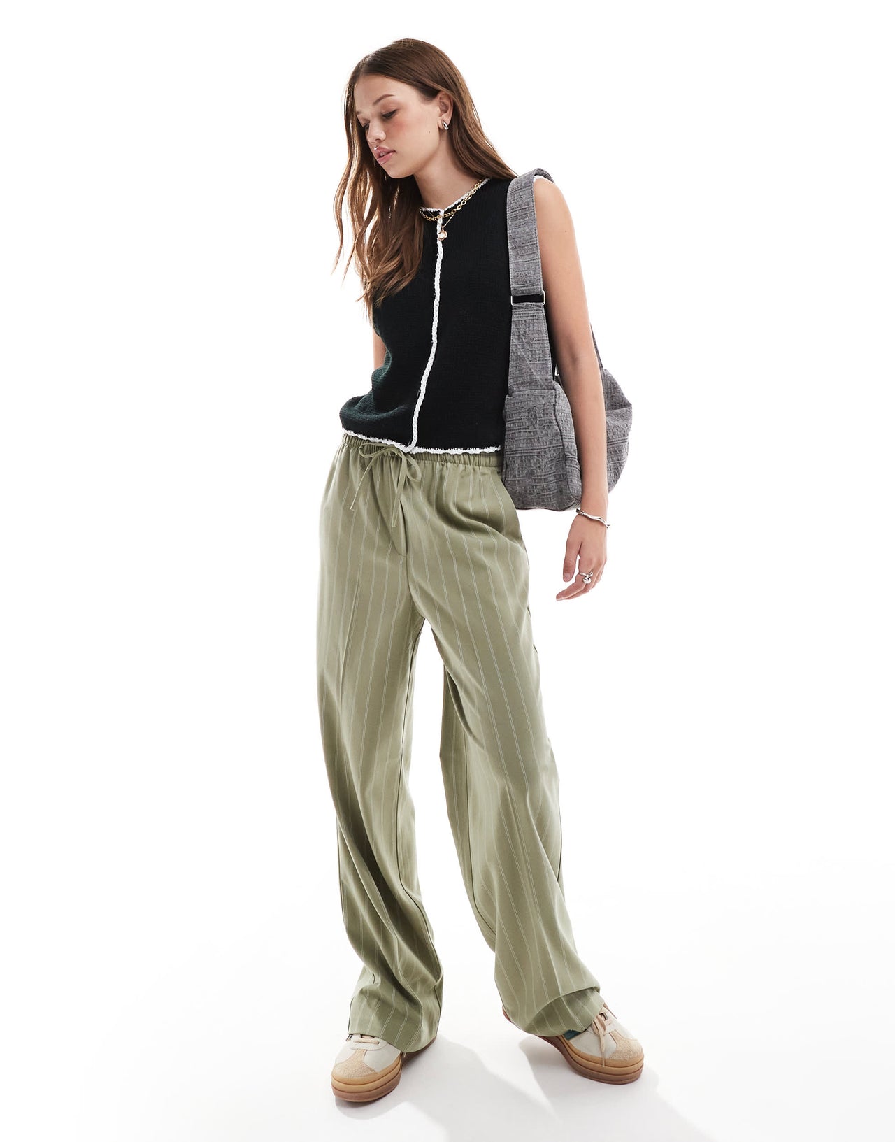 ASOS DESIGN crew neck waistcoat with blanket stitch in black