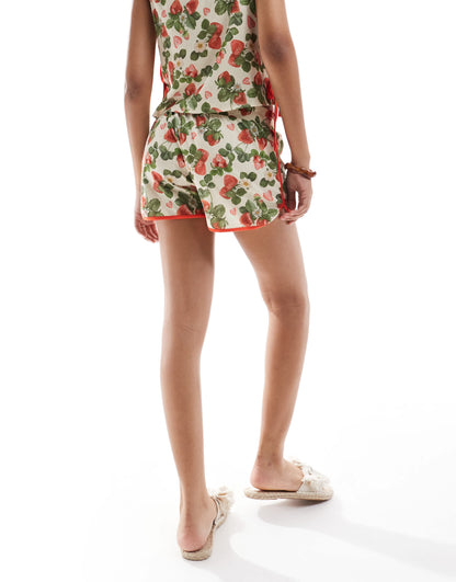 ASOS DESIGN contrast trim short co-ord in fruit print