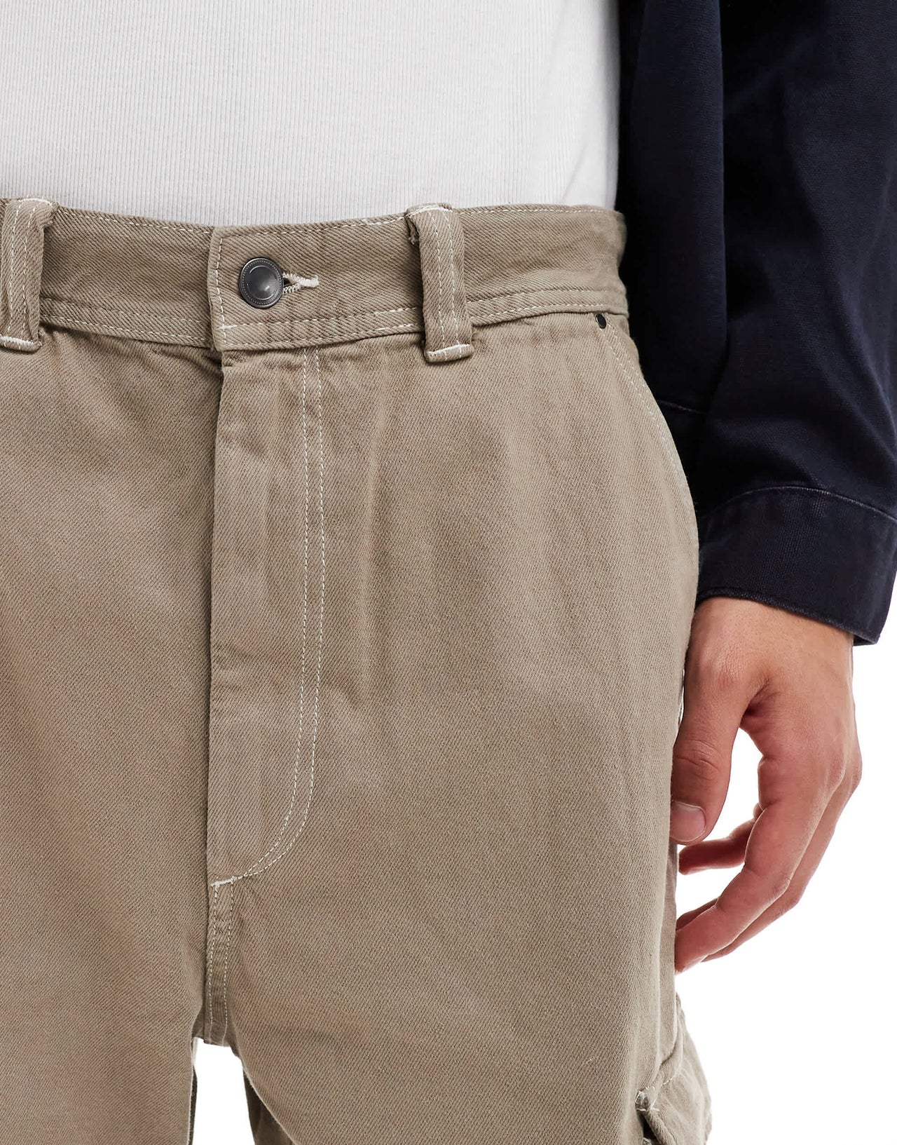 Bershka straight leg cargo trouser in camel