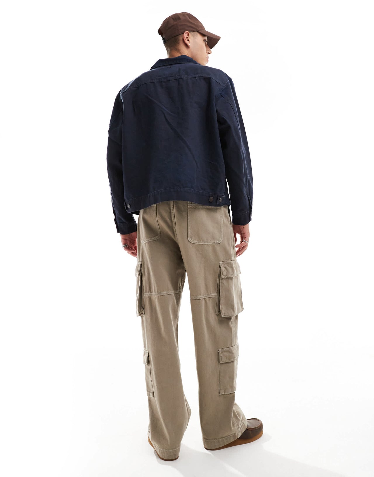 Bershka straight leg cargo trouser in camel