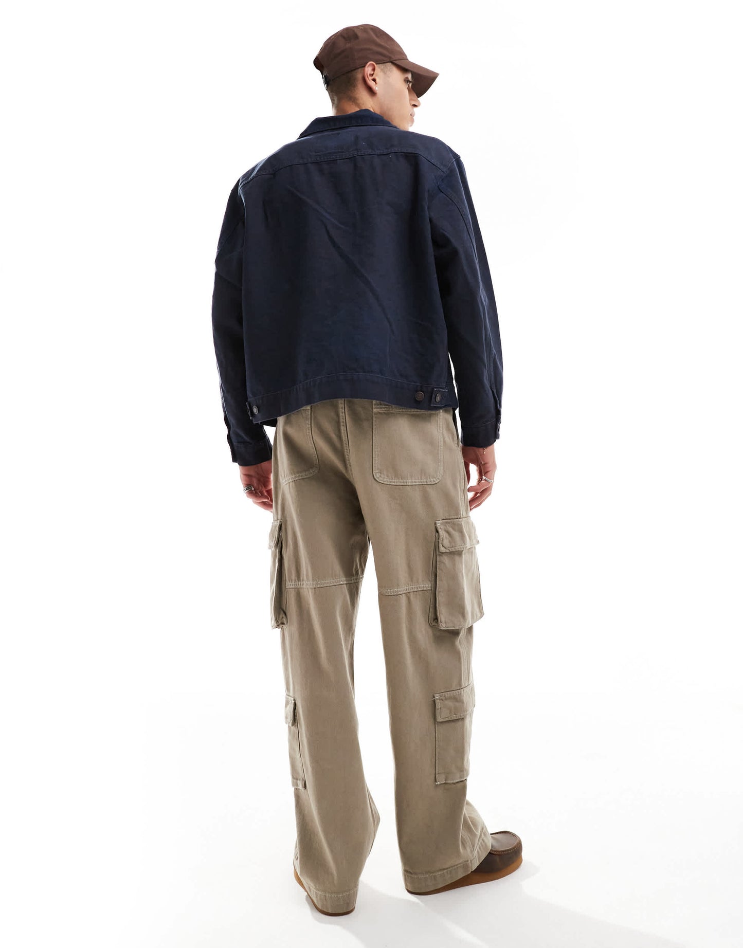 Bershka straight leg cargo trouser in camel