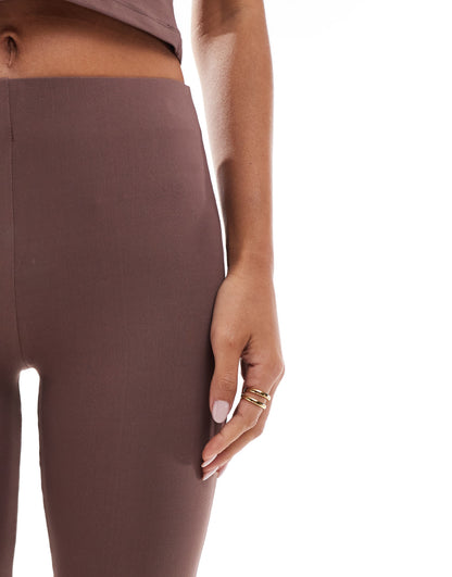 ASOS DESIGN mid rise capri leggings in chocolate brown